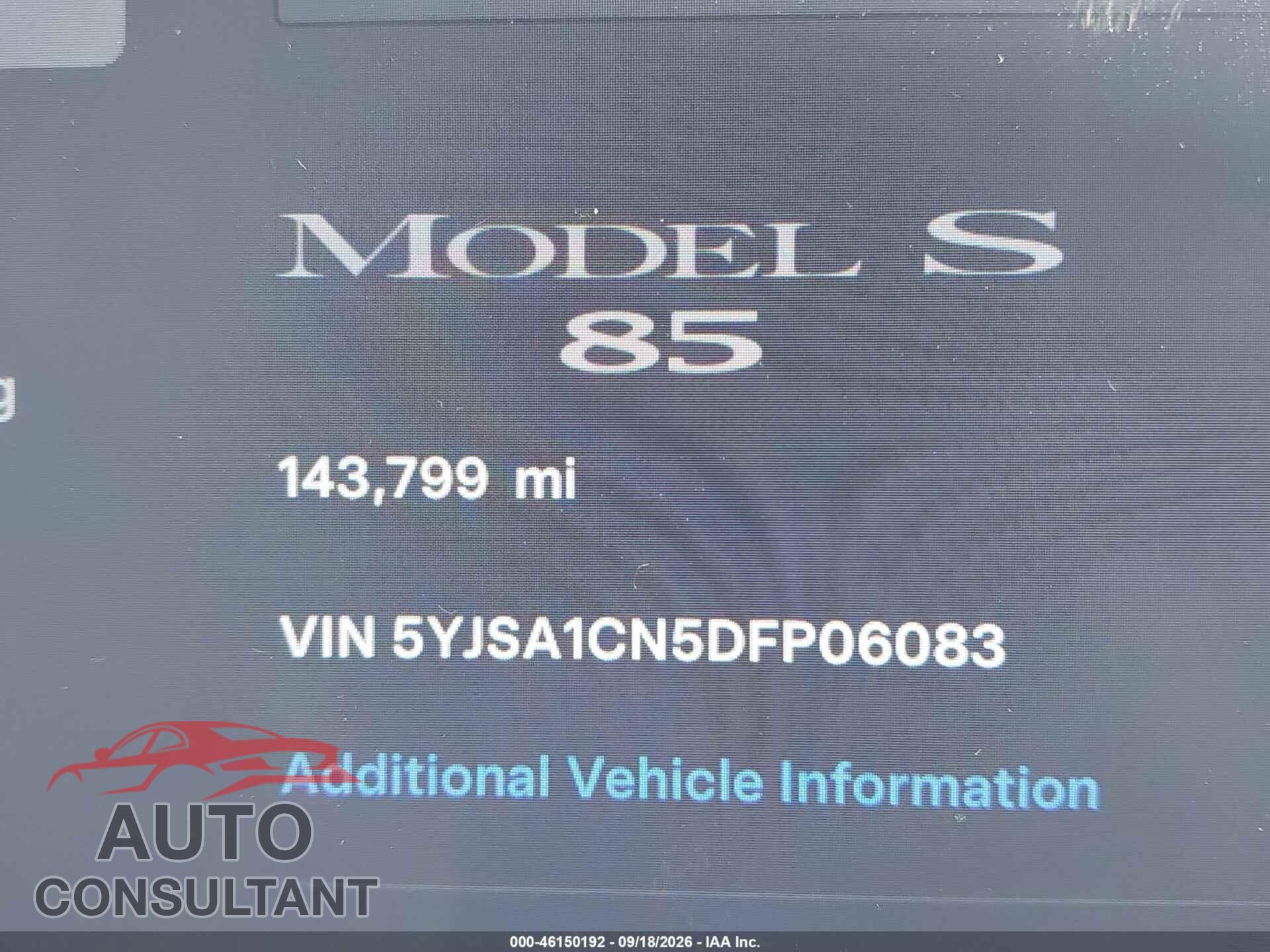 TESLA MODEL S 2013 - 5YJSA1CN5DFP06083