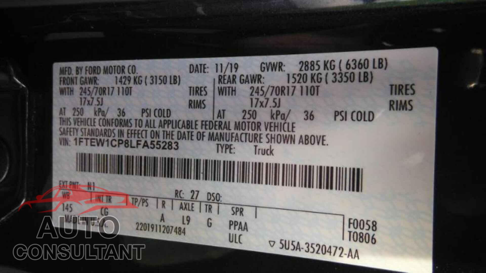 FORD F-150 2020 - 1FTEW1CP8LFA55283