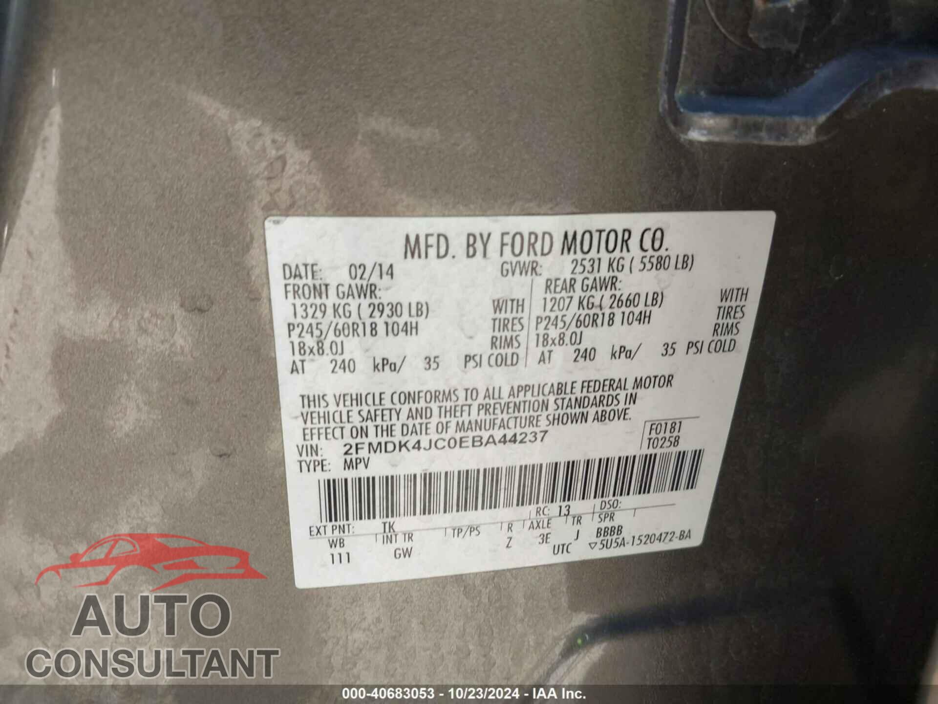 FORD EDGE 2014 - 2FMDK4JC0EBA44237
