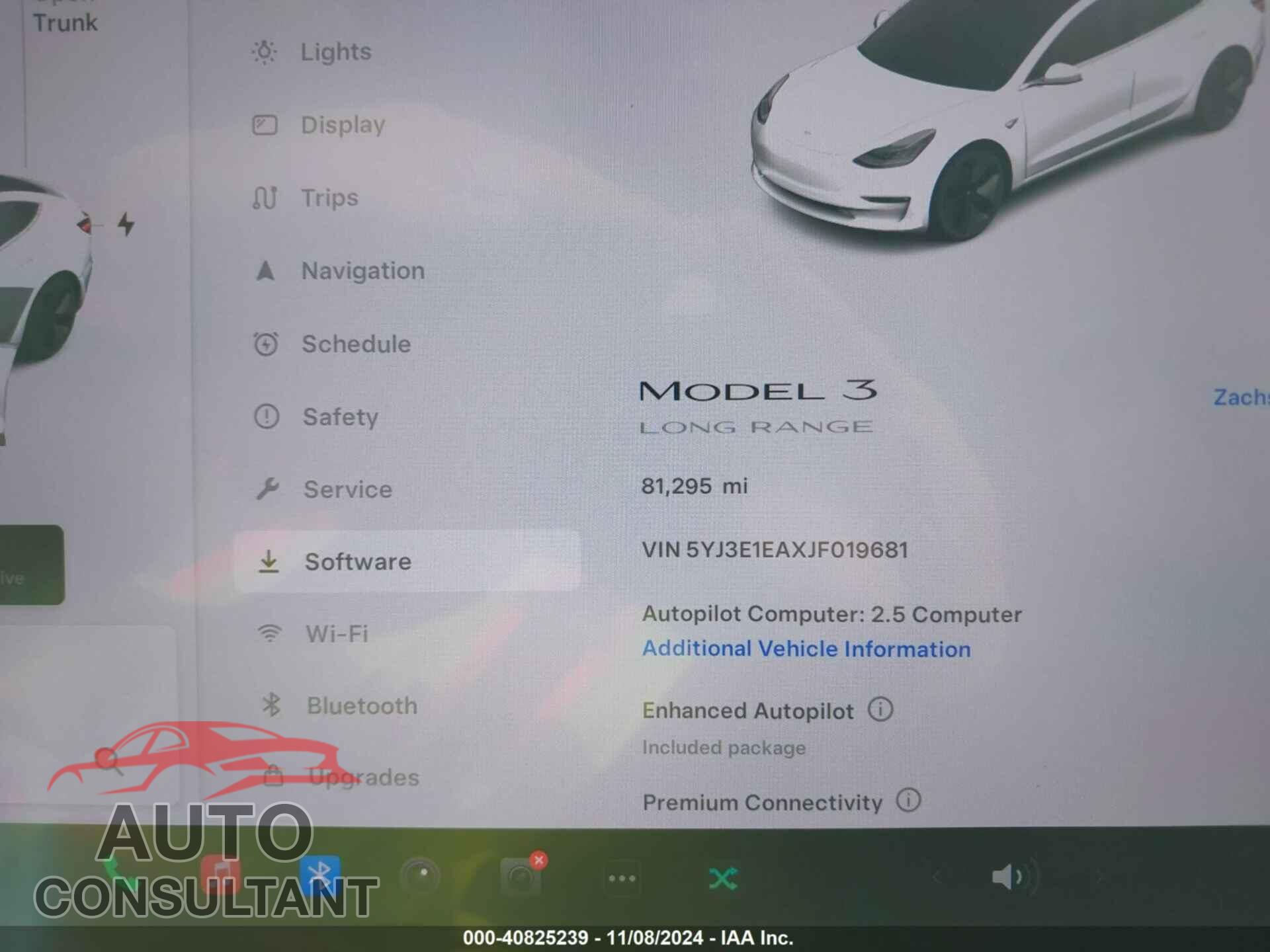 TESLA MODEL 3 2018 - 5YJ3E1EAXJF019681