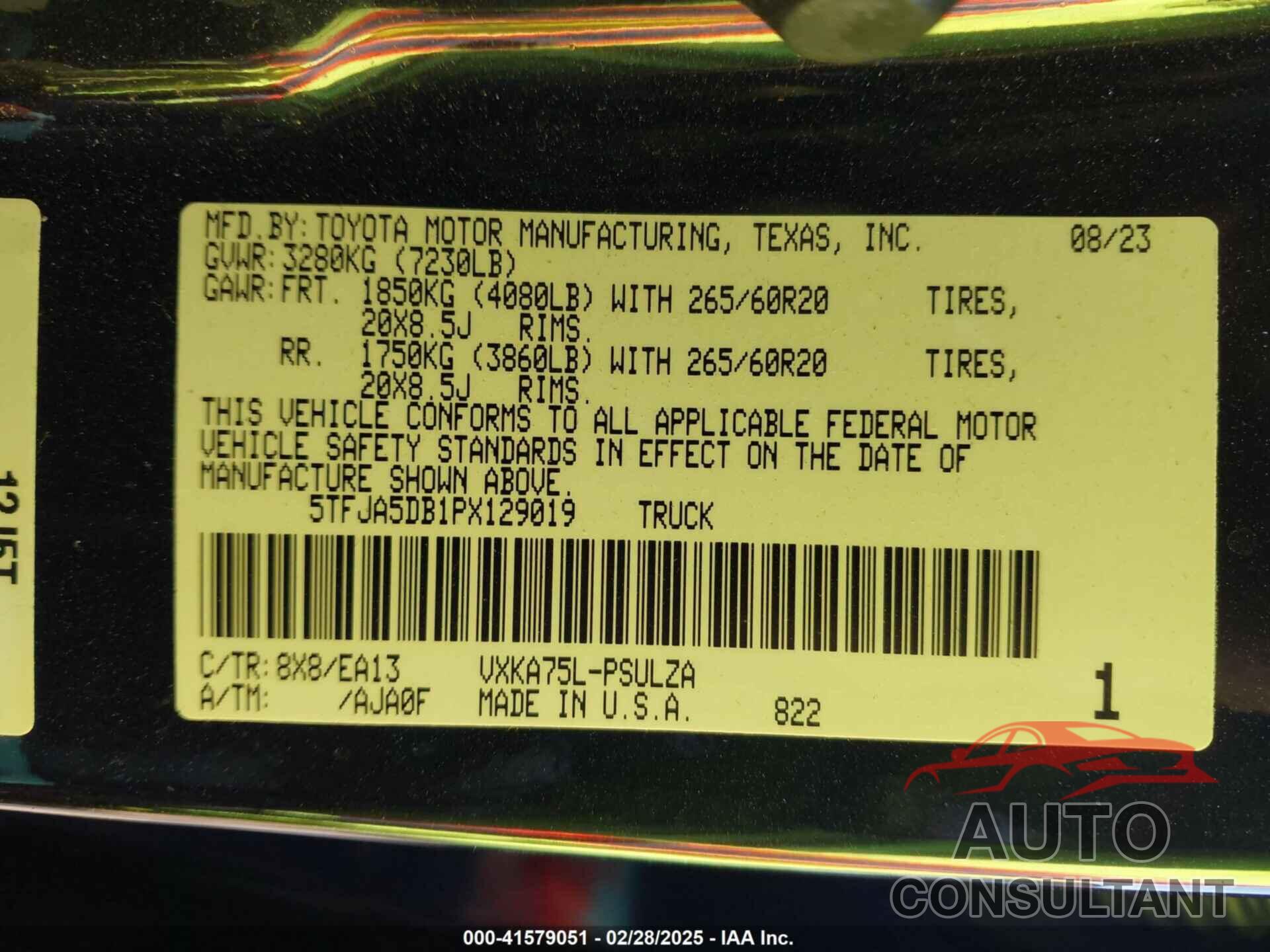 TOYOTA TUNDRA 2023 - 5TFJA5DB1PX129019