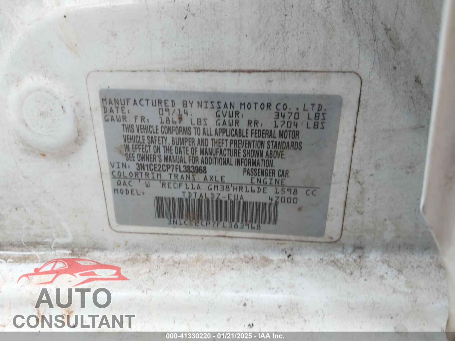 NISSAN VERSA NOTE 2015 - 3N1CE2CP7FL383968