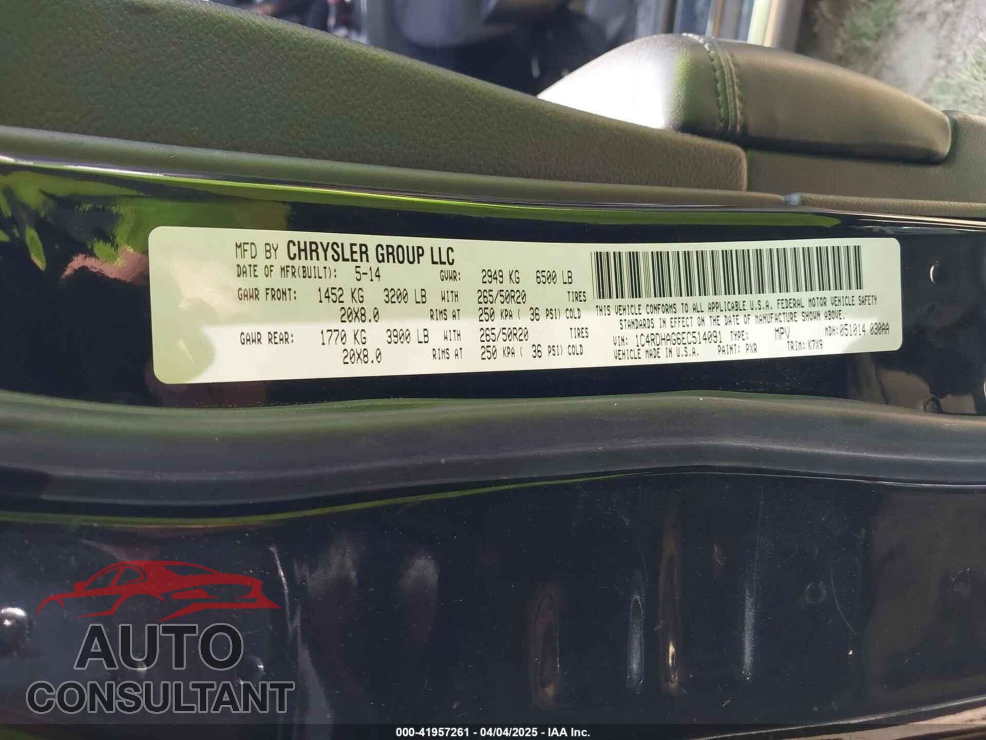 DODGE DURANGO 2014 - 1C4RDHAG6EC514091