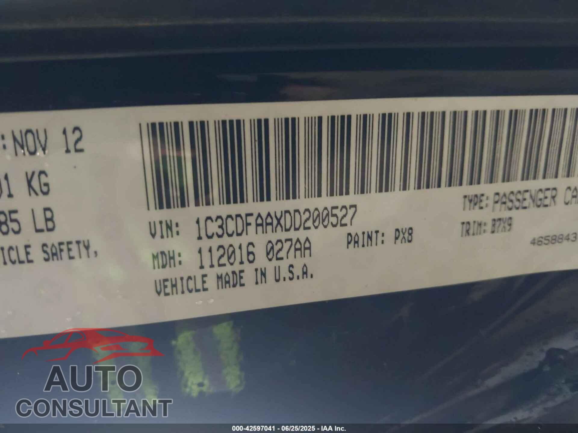 DODGE DART 2013 - 1C3CDFAA2DD210369