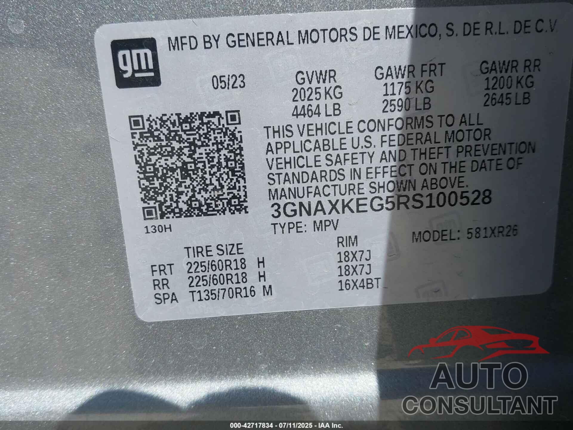 CHEVROLET EQUINOX 2024 - 3GNAXKEG5RS100528