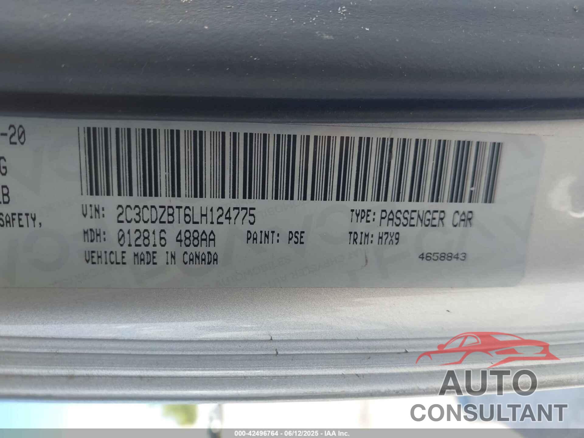 DODGE CHALLENGER 2020 - 2C3CDZBT6LH124775