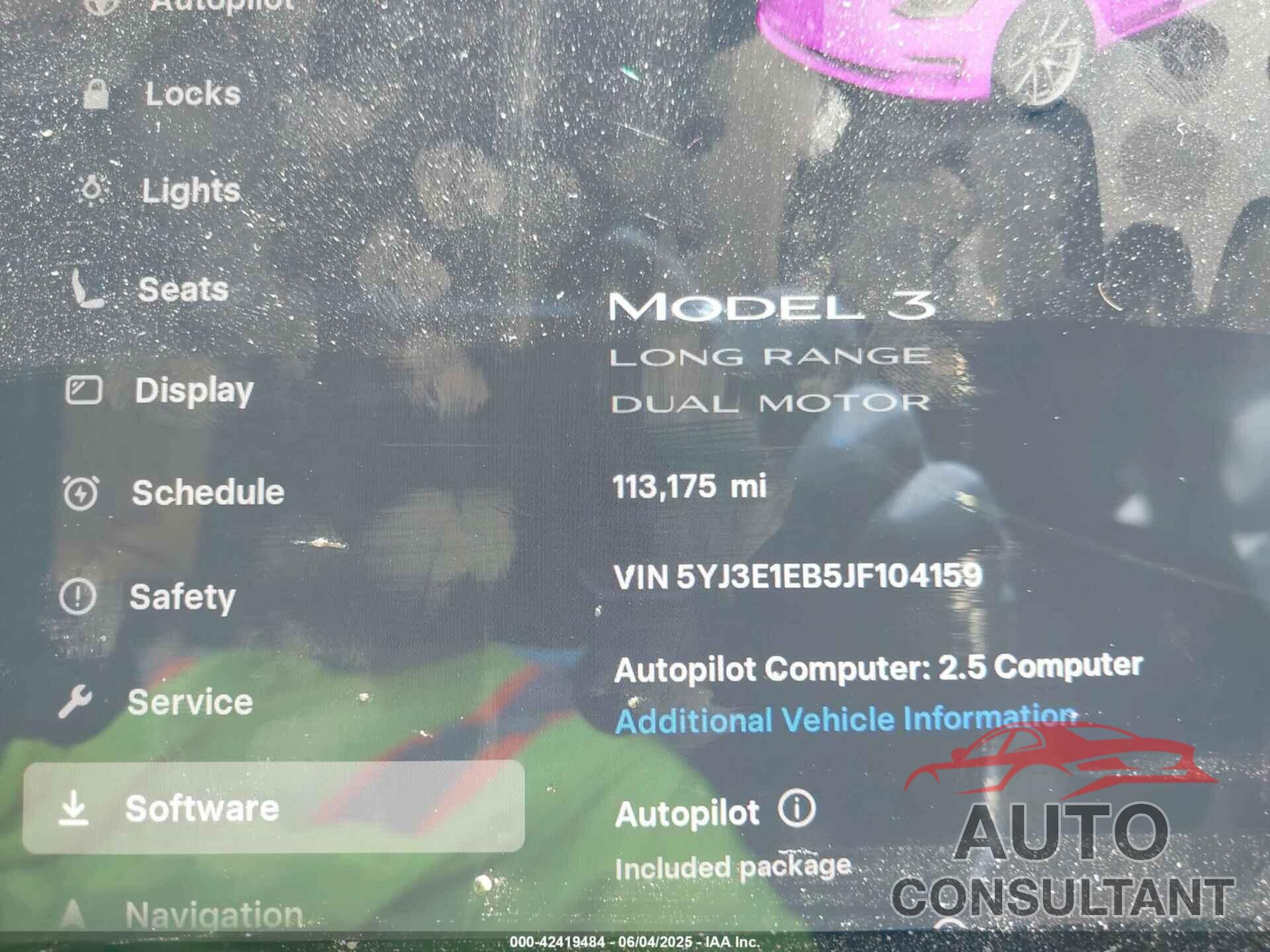 TESLA MODEL 3 2018 - 5YJ3E1EB5JF104159
