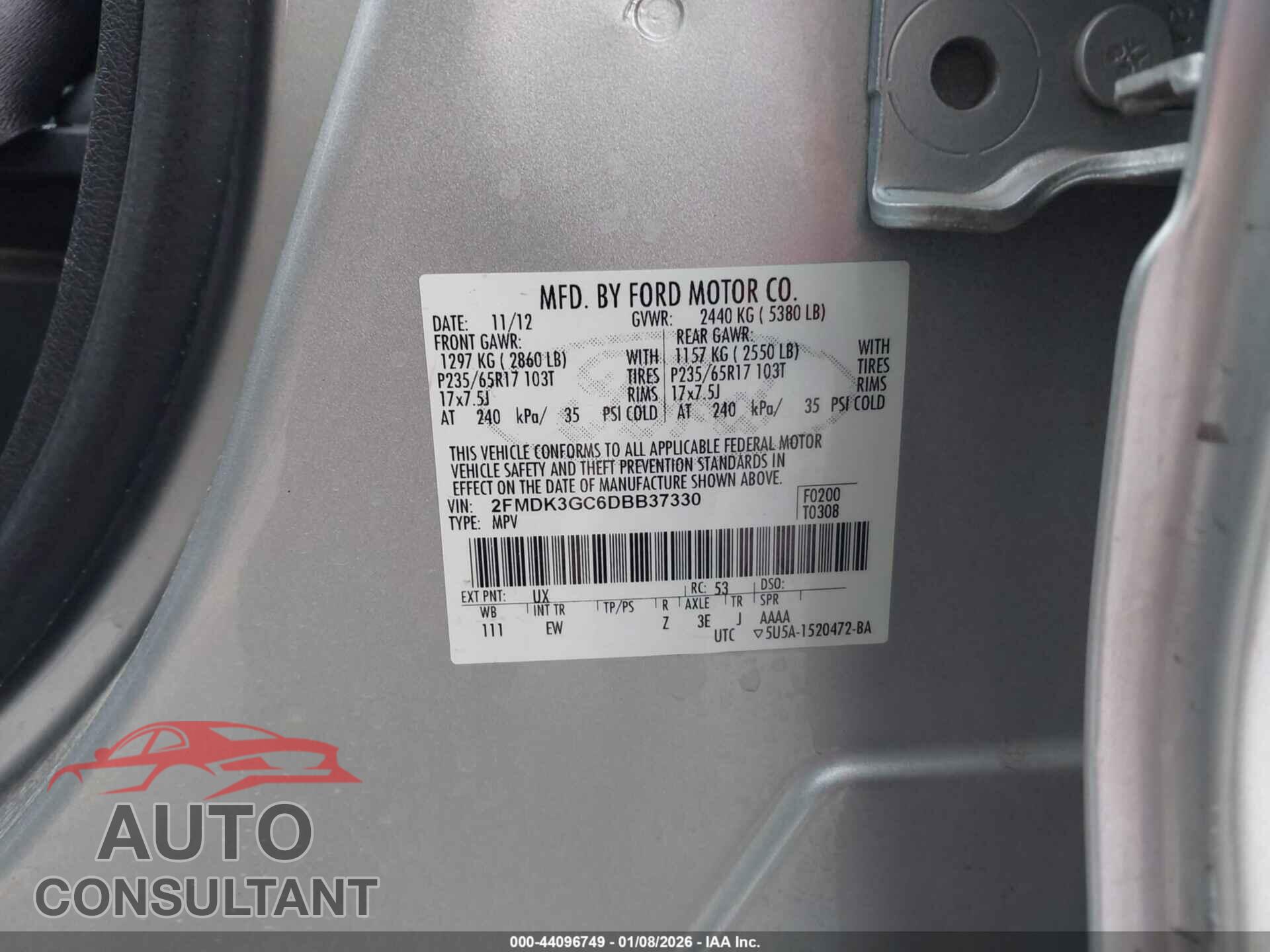 FORD EDGE 2013 - 2FMDK3GC6DBB37330