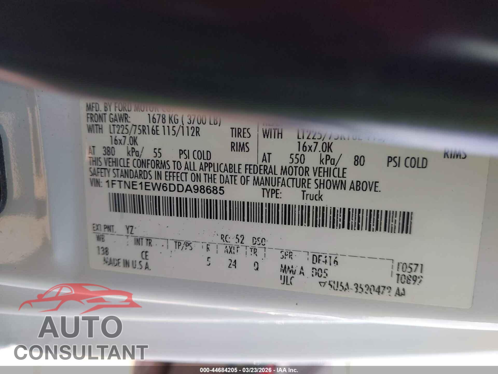 FORD E-150 2013 - 1FTNE1EW6DDA98685