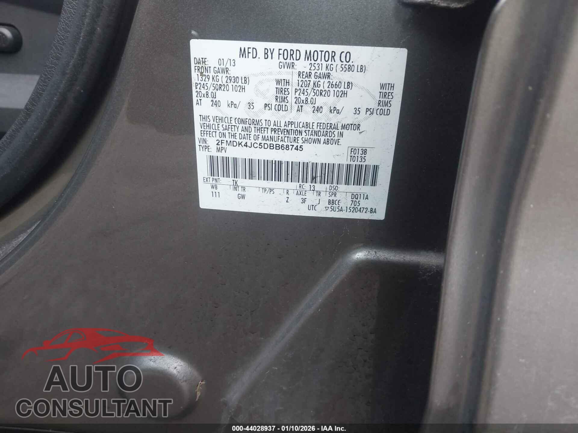 FORD EDGE 2013 - 2FMDK4JC5DBB68745