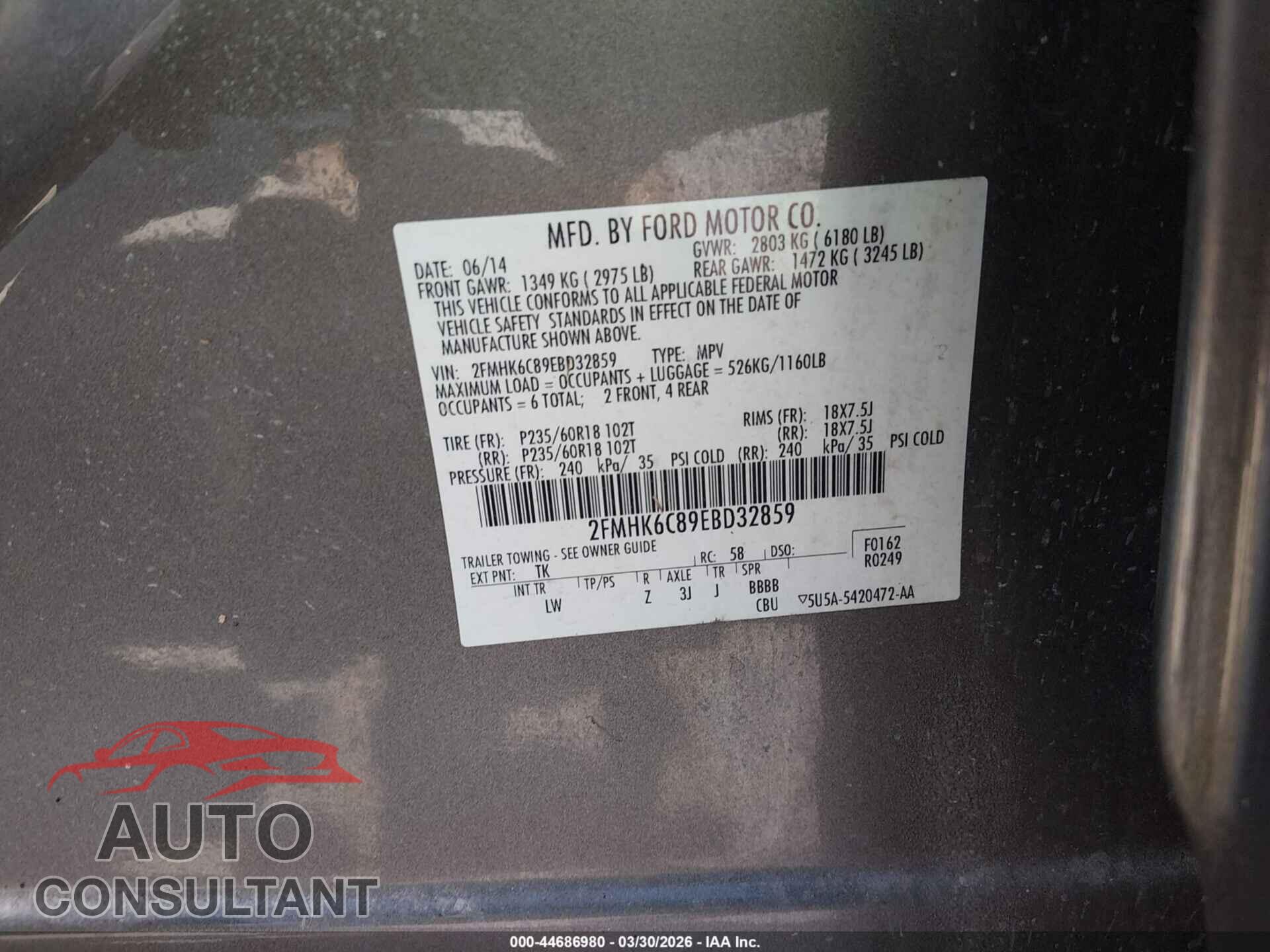 FORD FLEX 2014 - 2FMHK6C89EBD32859