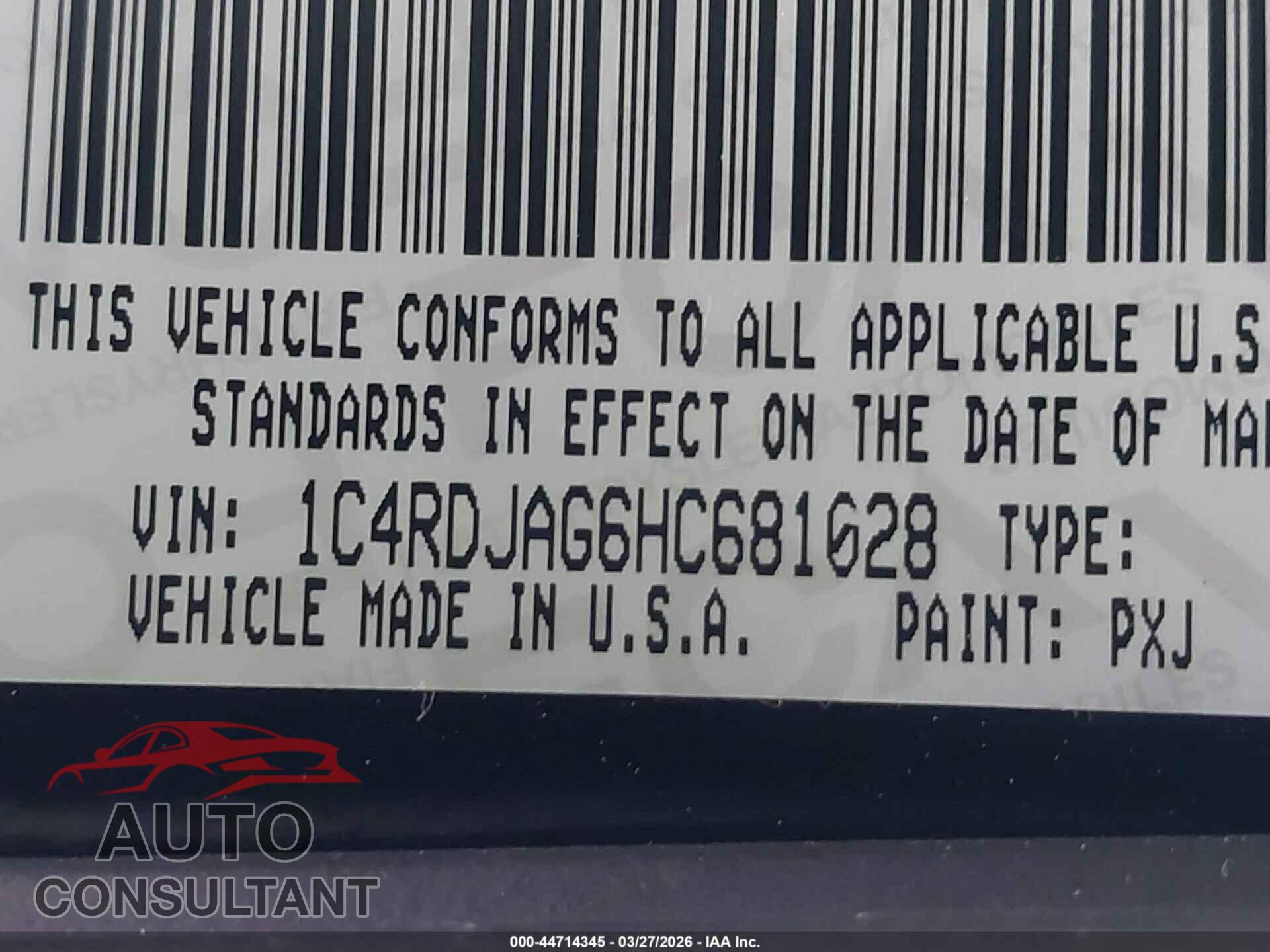 DODGE DURANGO 2017 - 1C4RDJAG6HC681028