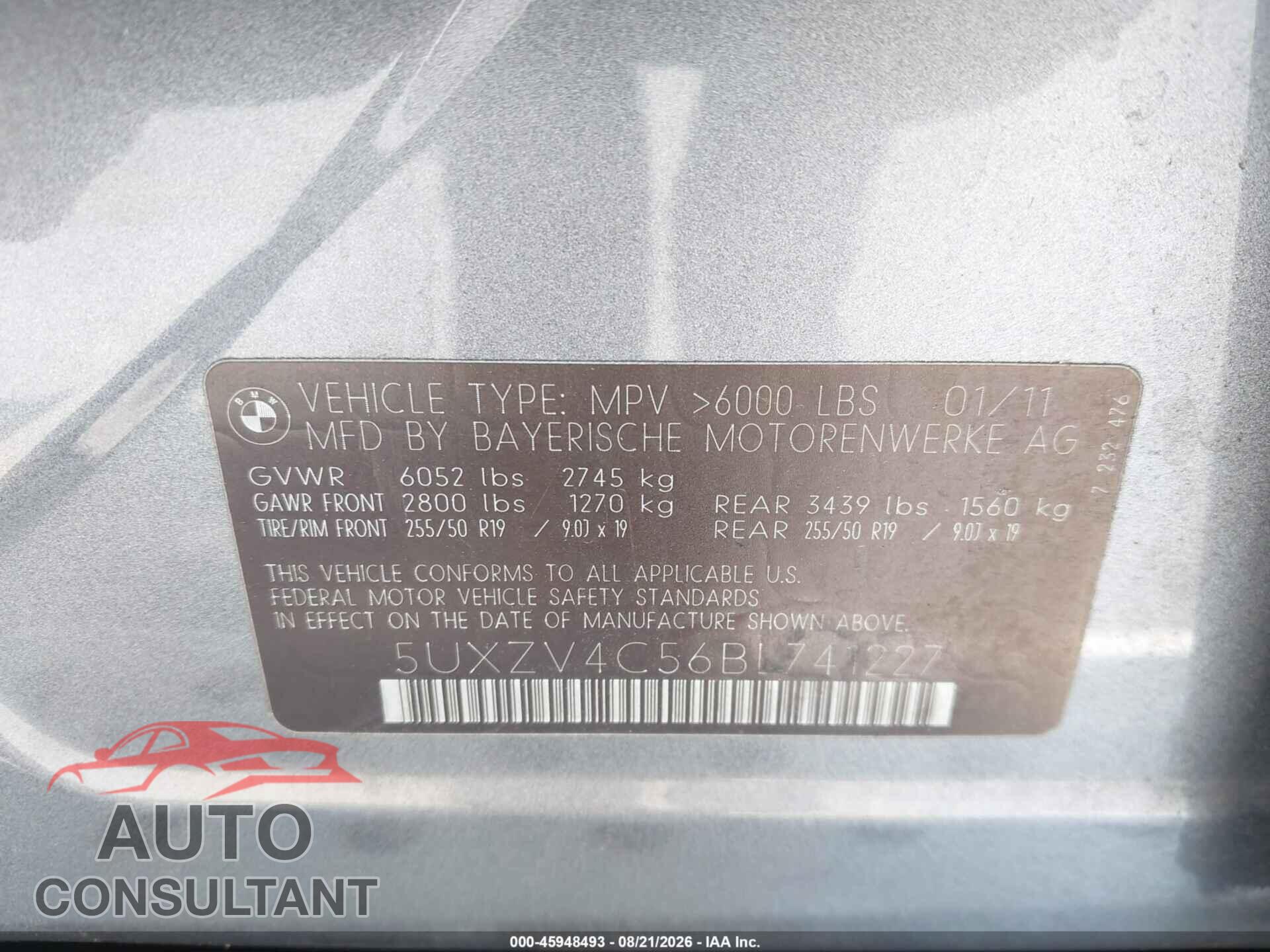 BMW X5 2011 - 5UXZV4C56BL741227