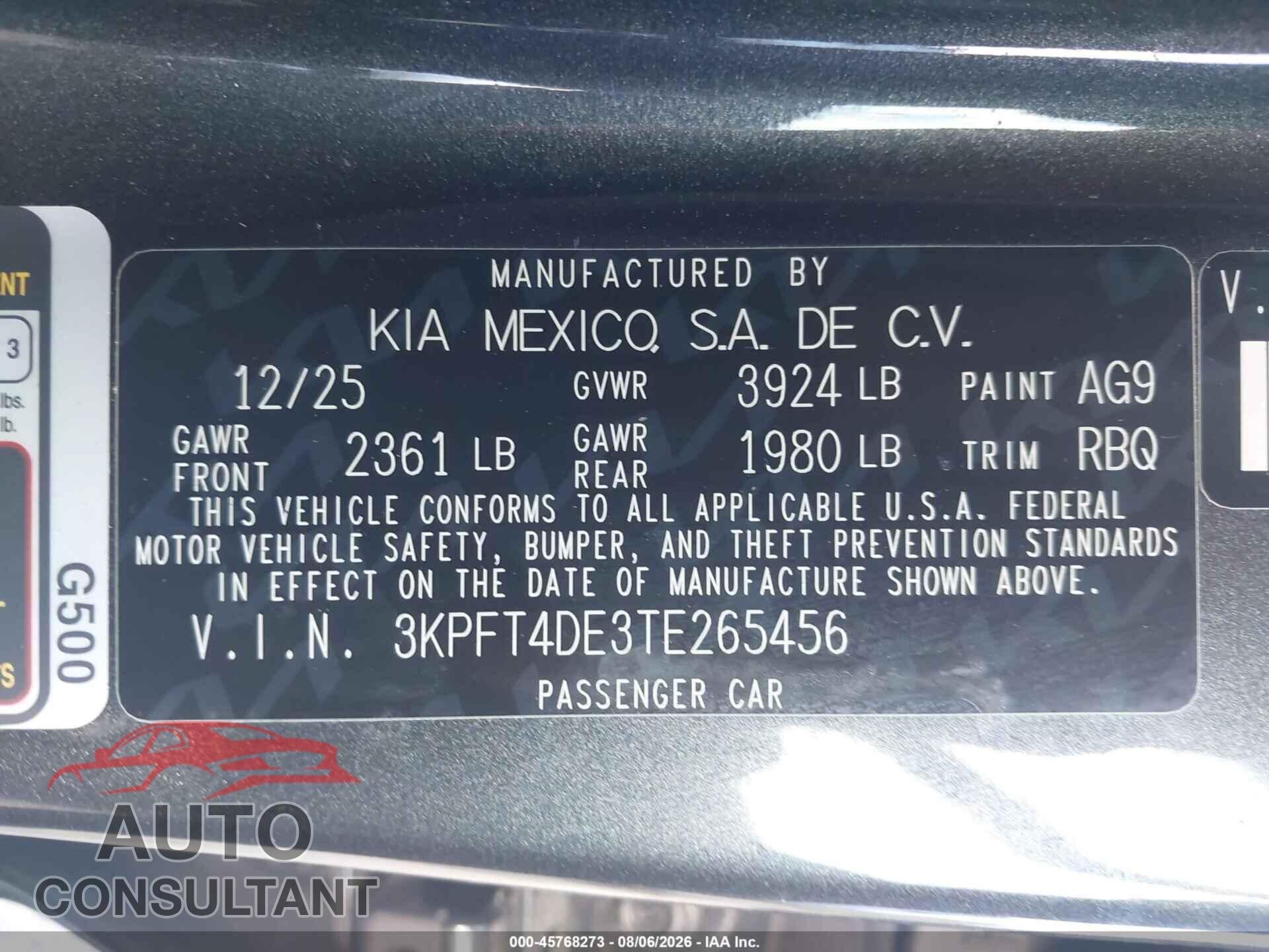 KIA K4 2026 - 3KPFT4DE3TE265456