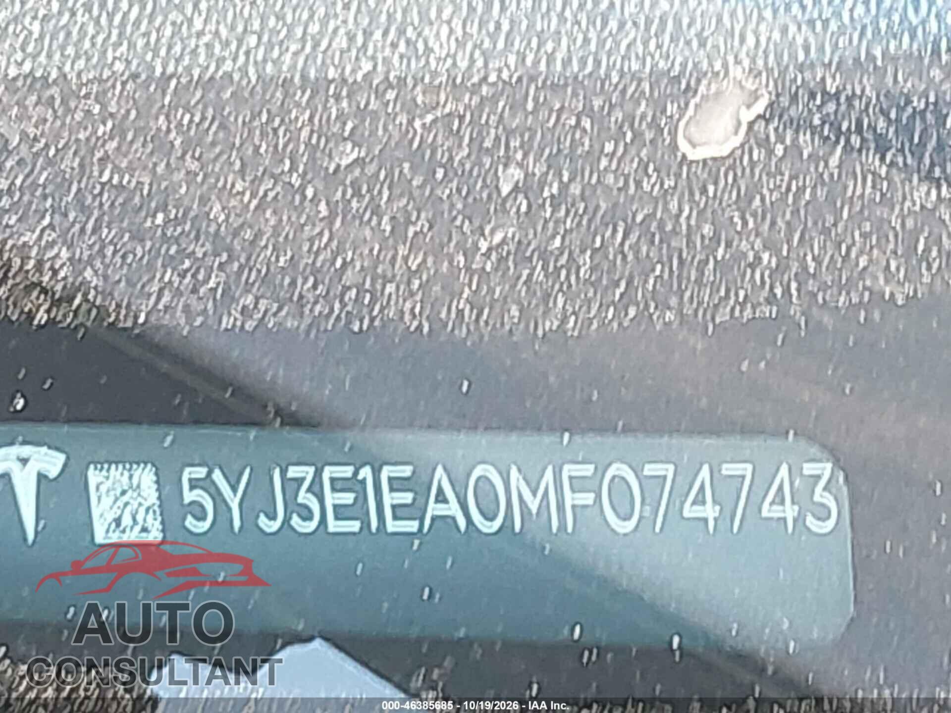 TESLA MODEL 3 2021 - 5YJ3E1EA0MF074743