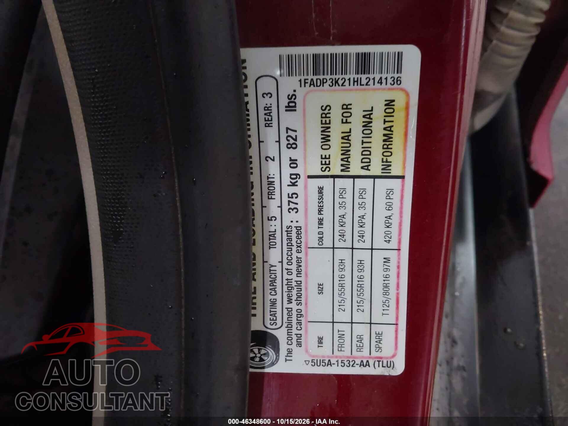 FORD FOCUS 2017 - 1FADP3K21HL214136
