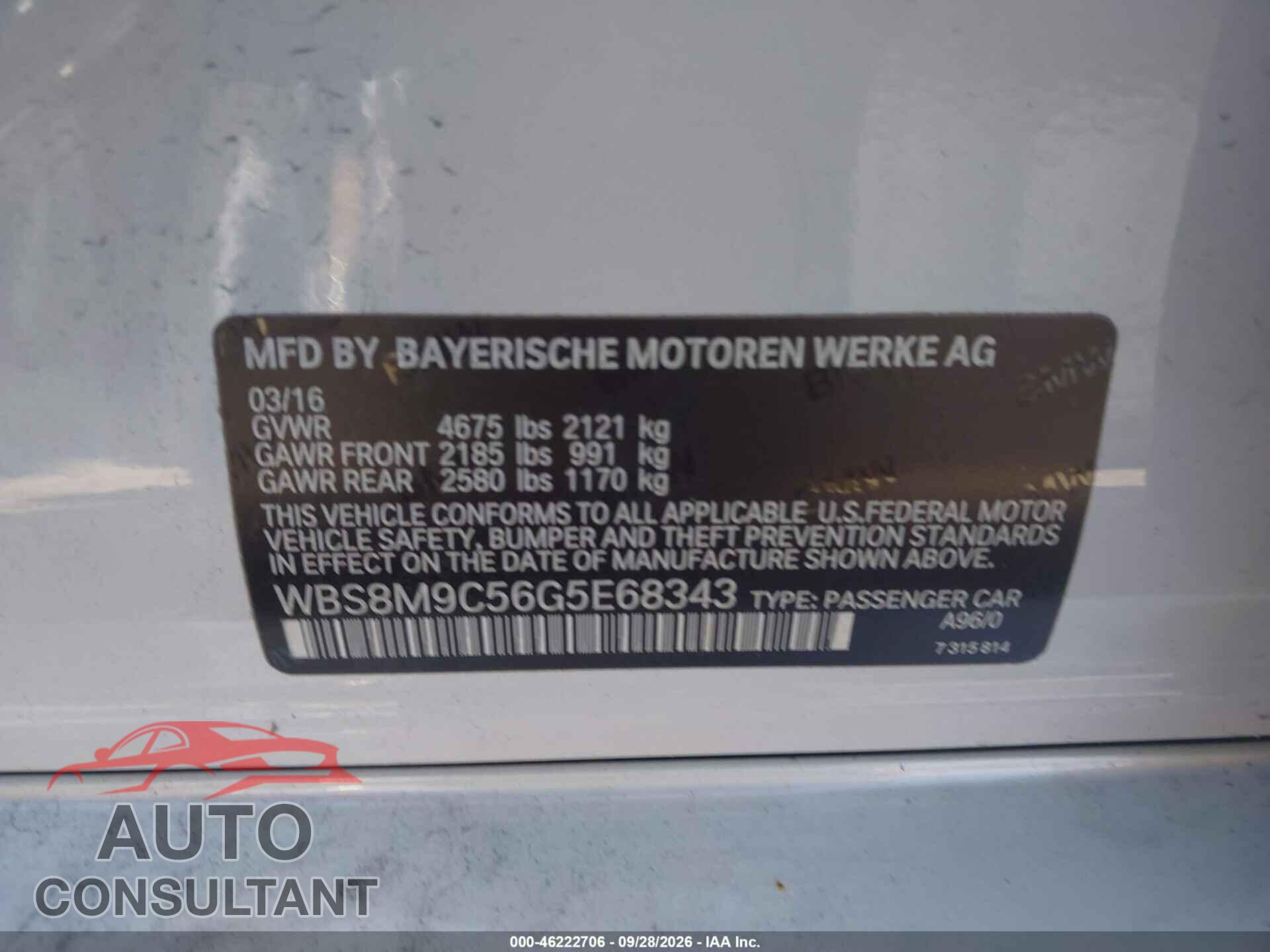 BMW M3 2016 - WBS8M9C56G5E68343