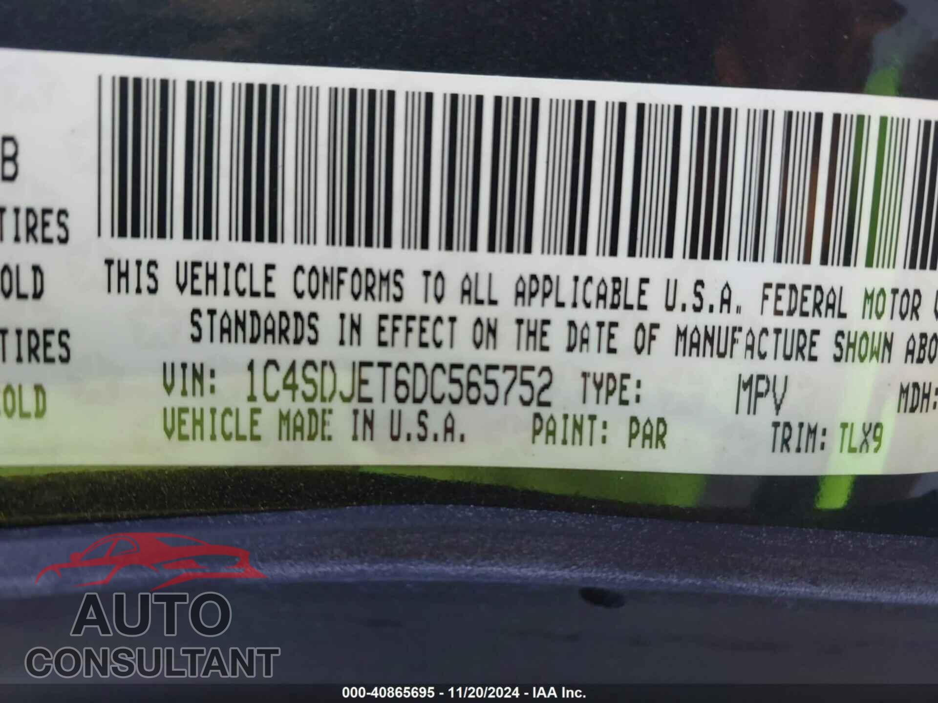 DODGE DURANGO 2013 - 1C4SDJET6DC565752