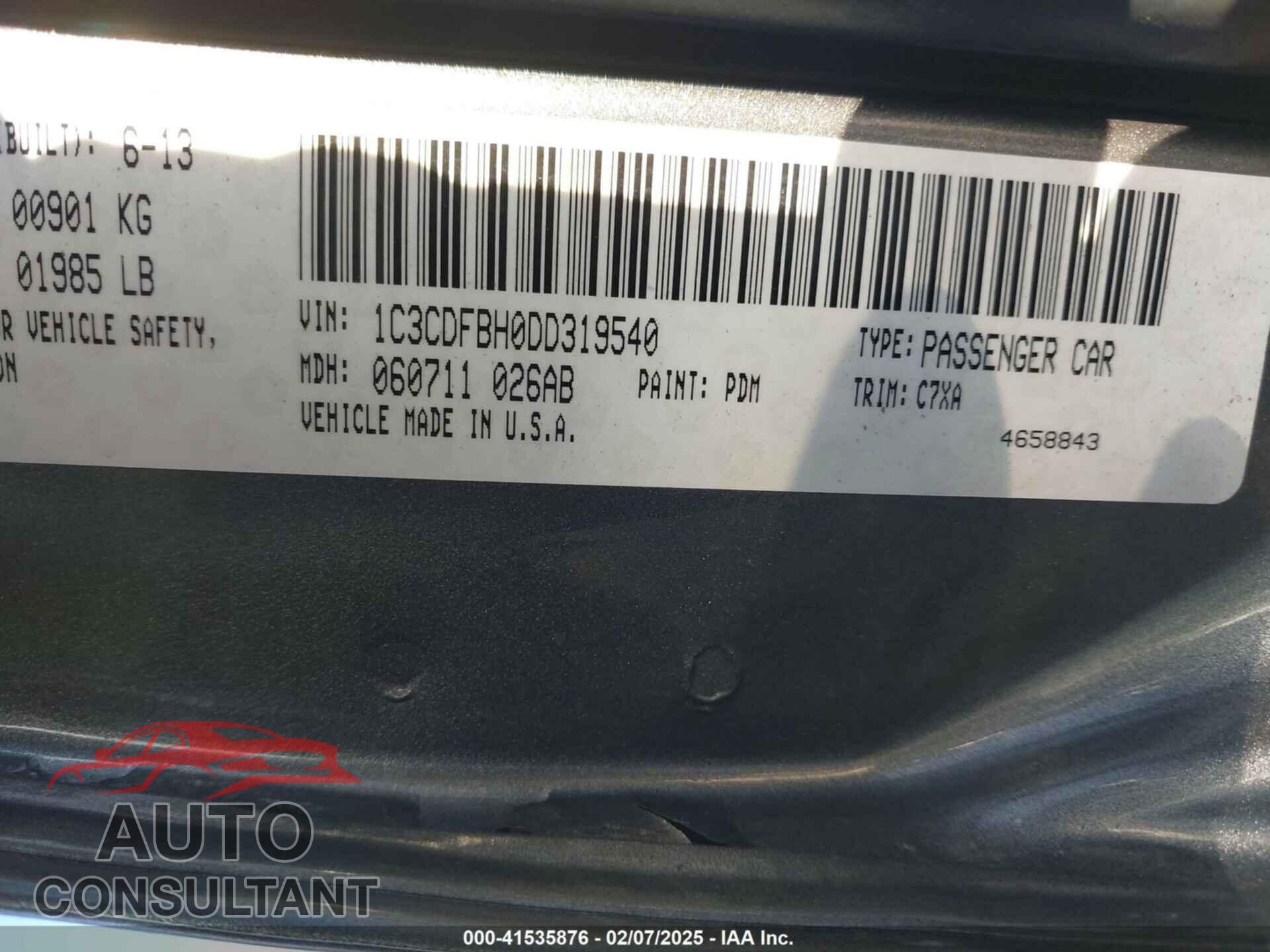 DODGE DART 2013 - 1C3CDFBH0DD319540
