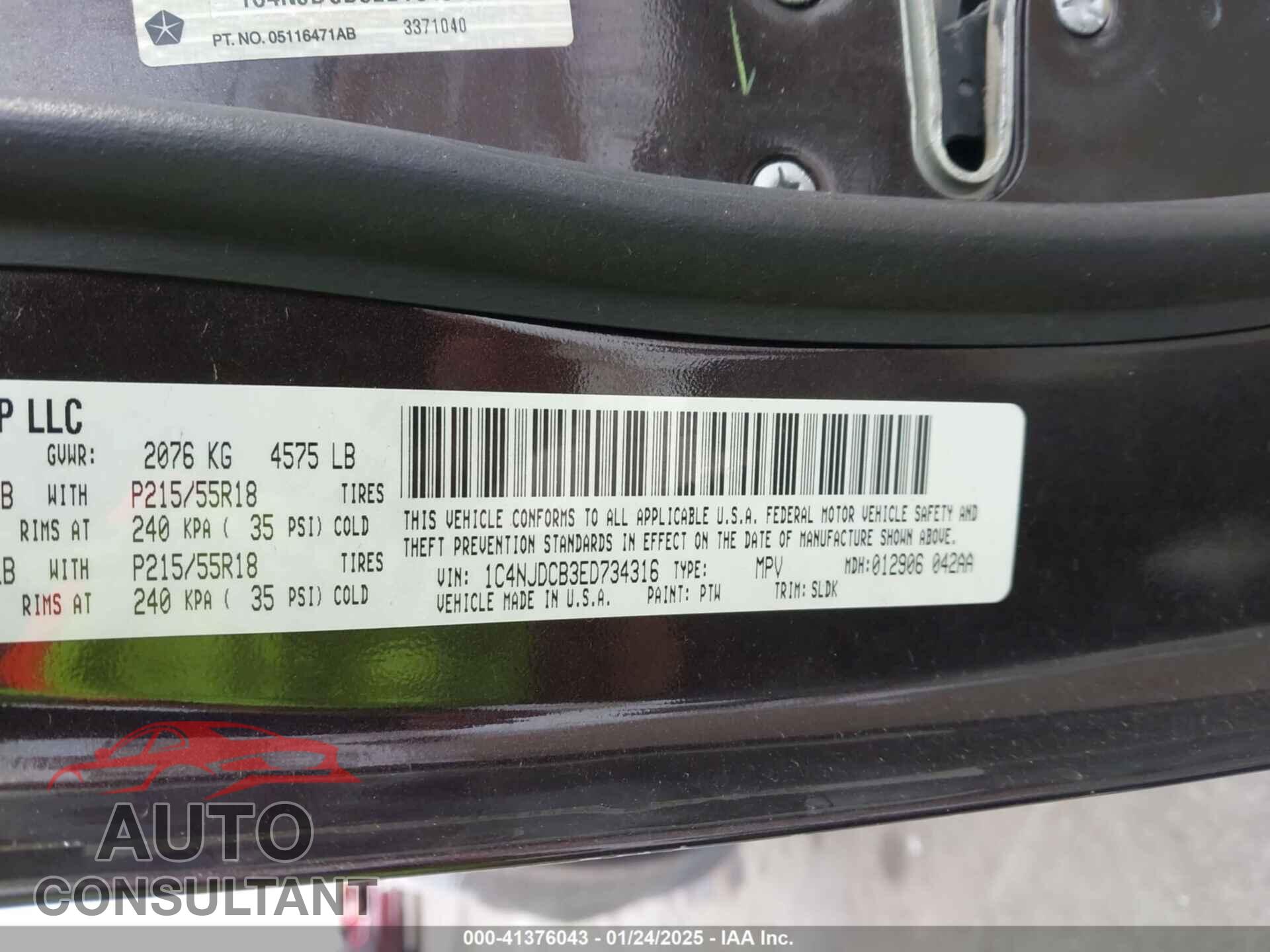 JEEP COMPASS 2014 - 1C4NJDCB3ED734316