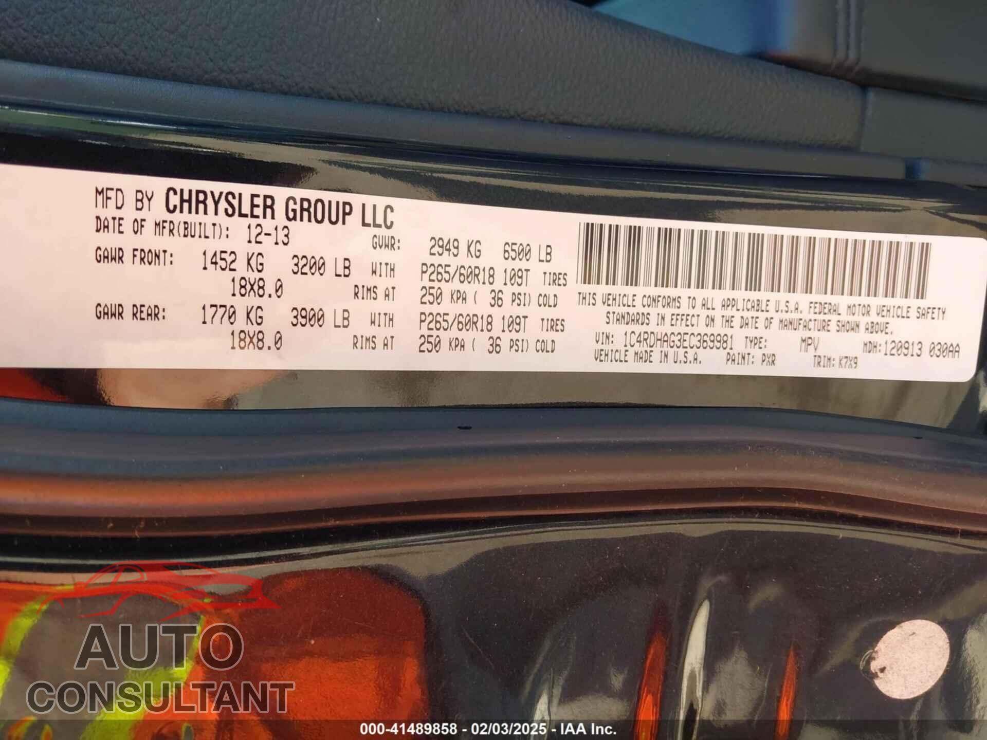 DODGE DURANGO 2014 - 1C4RDHAG3EC369981