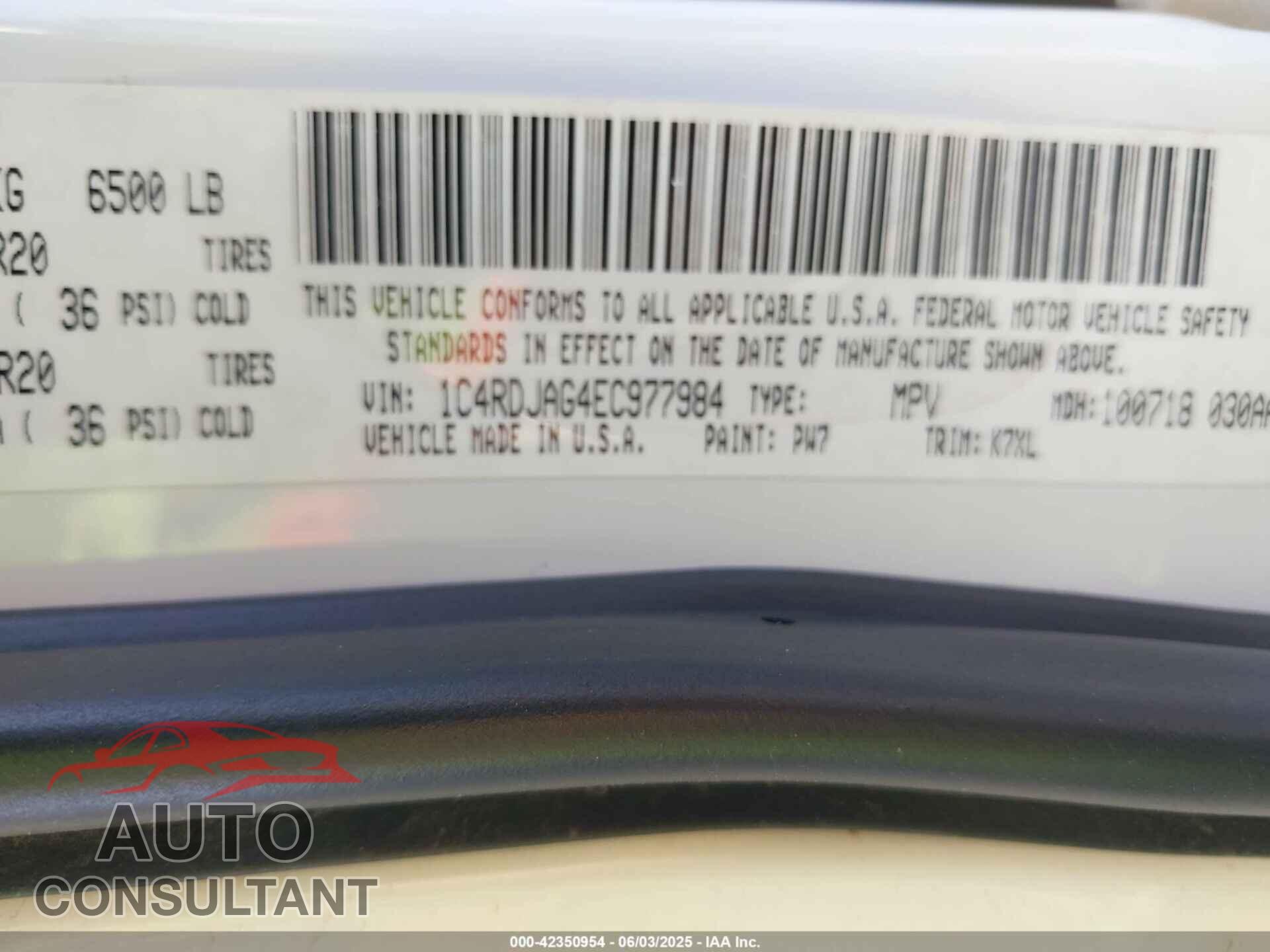 DODGE DURANGO 2014 - 1C4RDJAG4EC977984