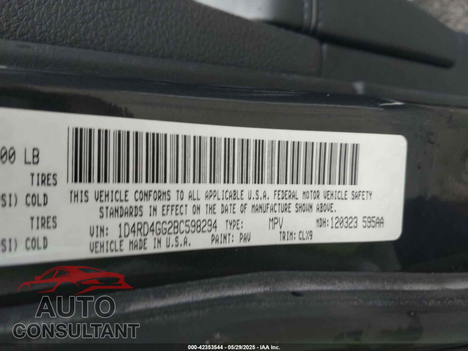 DODGE DURANGO 2011 - 1D4RD4GG2BC598294