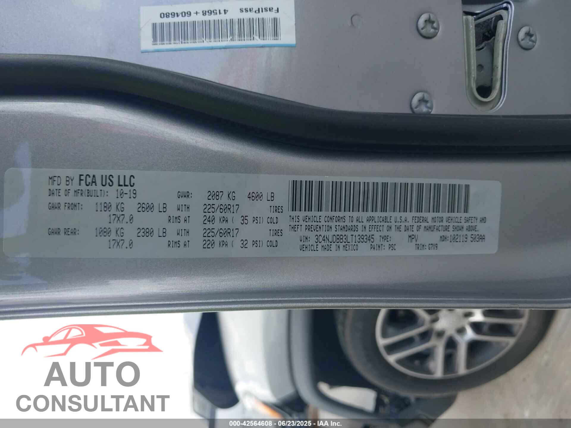 JEEP COMPASS 2020 - 3C4NJDBB3LT139345
