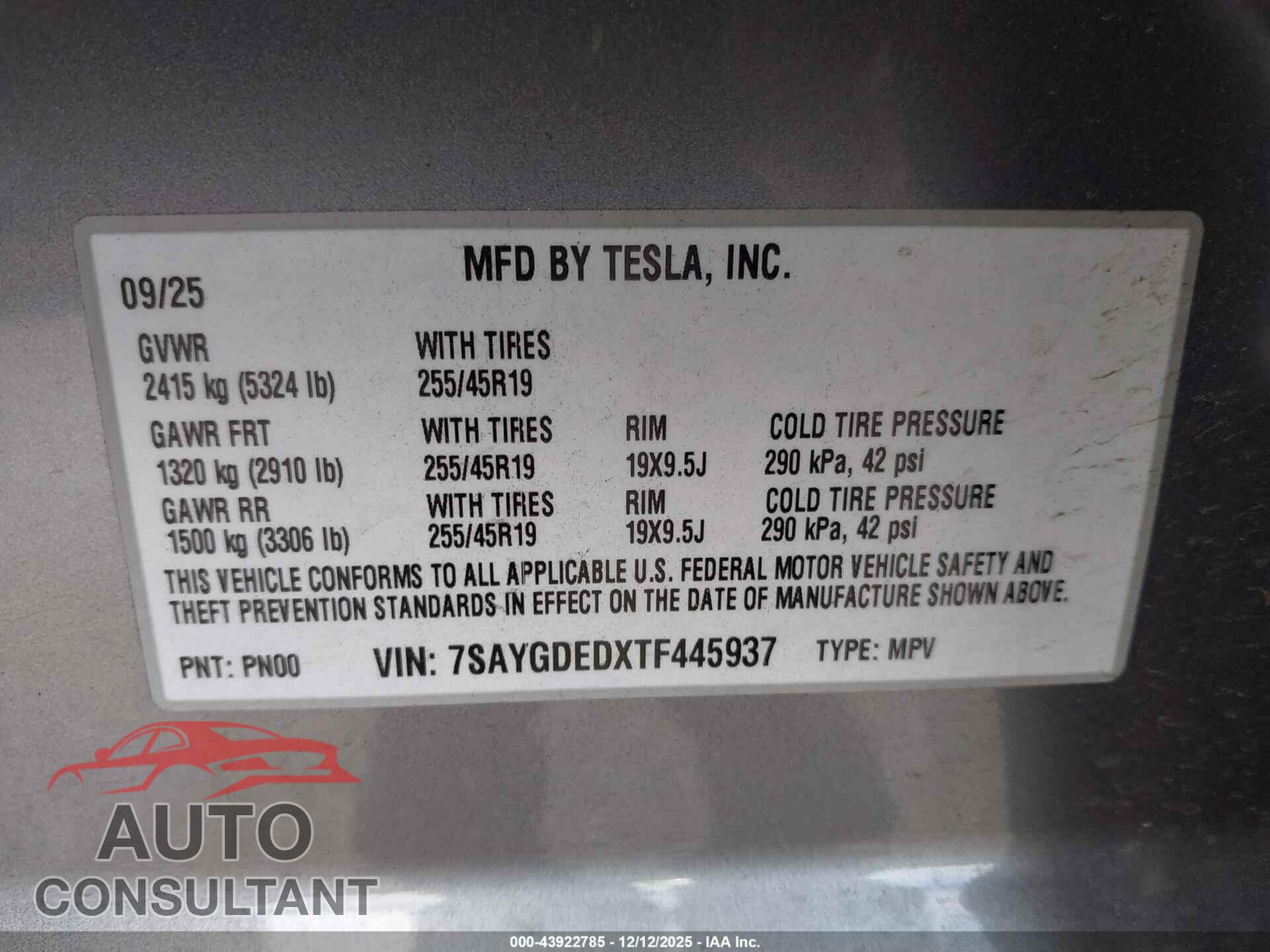 TESLA MODEL Y 2026 - 7SAYGDEDXTF445937