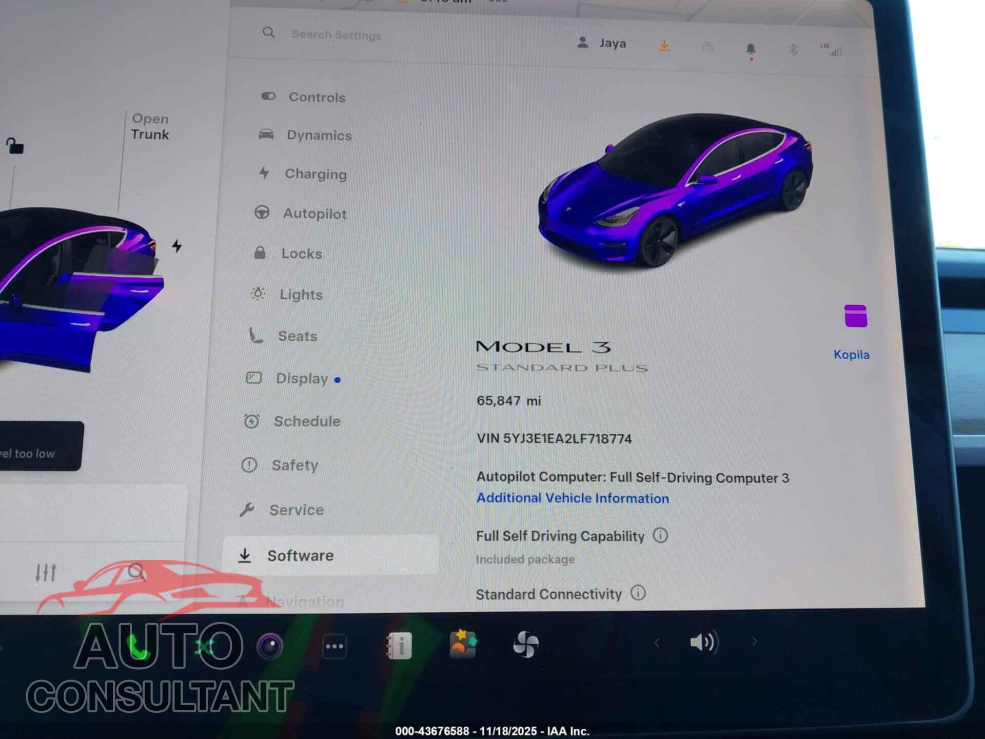 TESLA MODEL 3 2020 - 5YJ3E1EA2LF718774