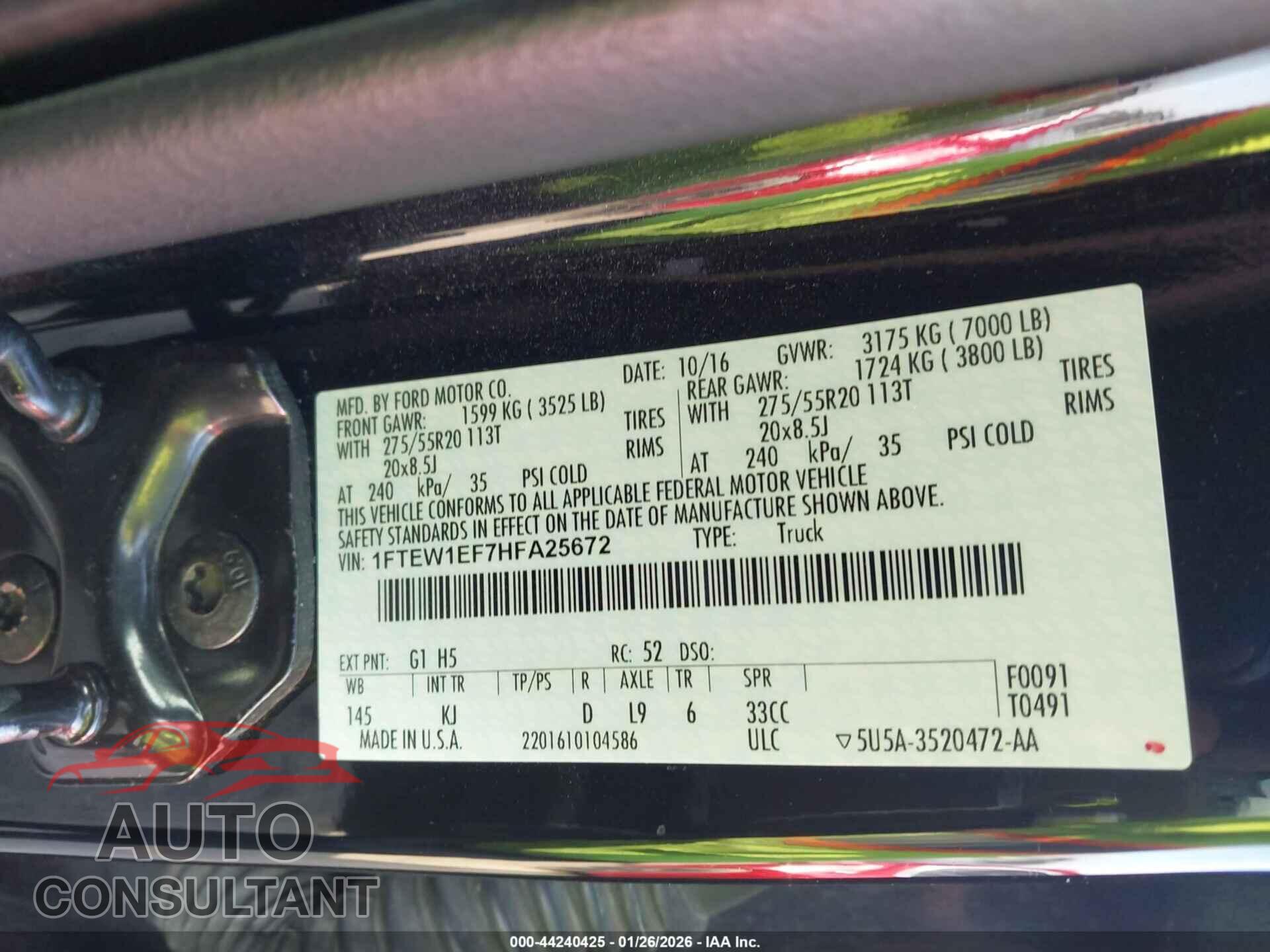 FORD F-150 2017 - 1FTEW1EF7HFA25672