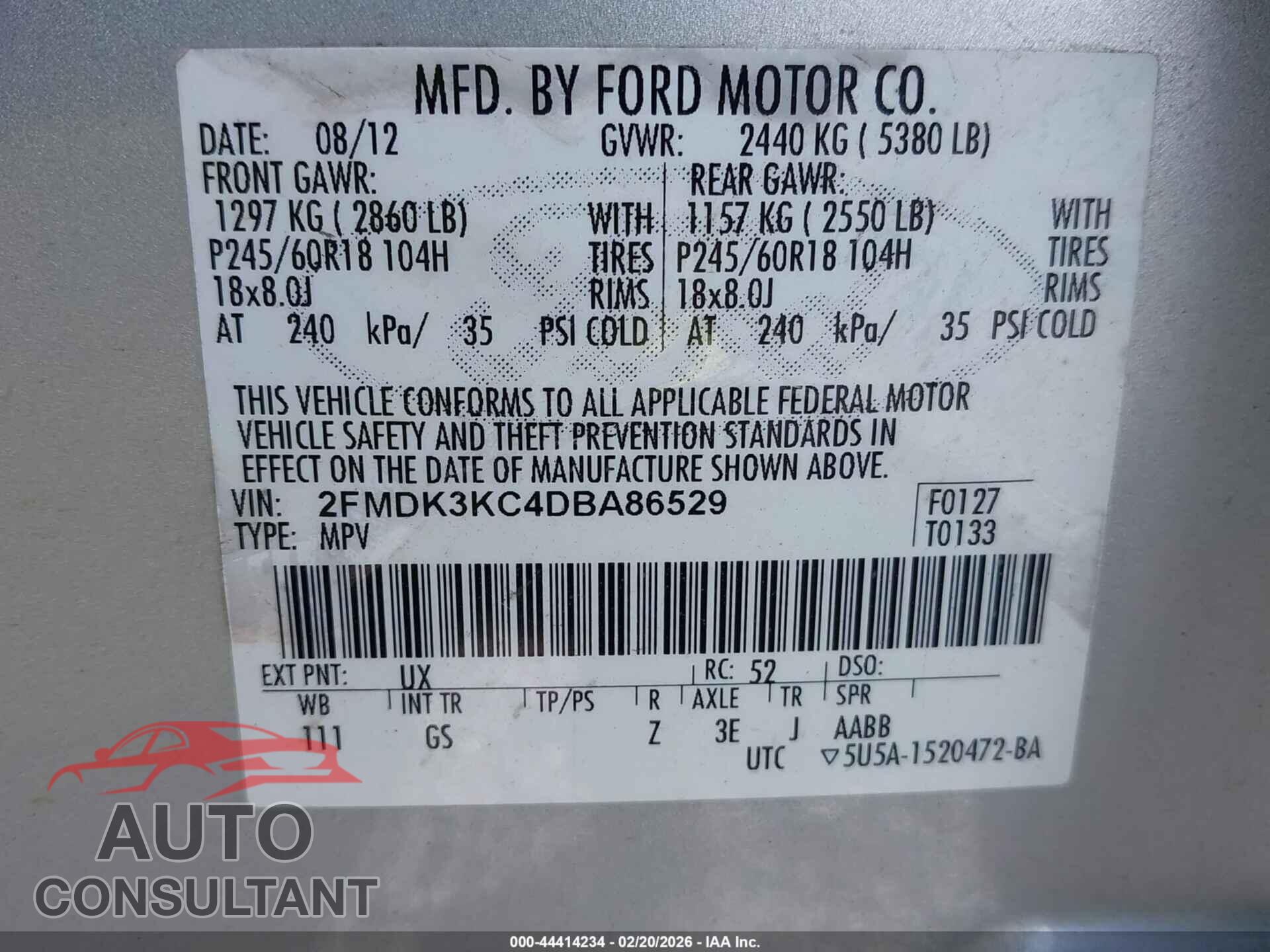 FORD EDGE 2013 - 2FMDK3KC4DBA86529