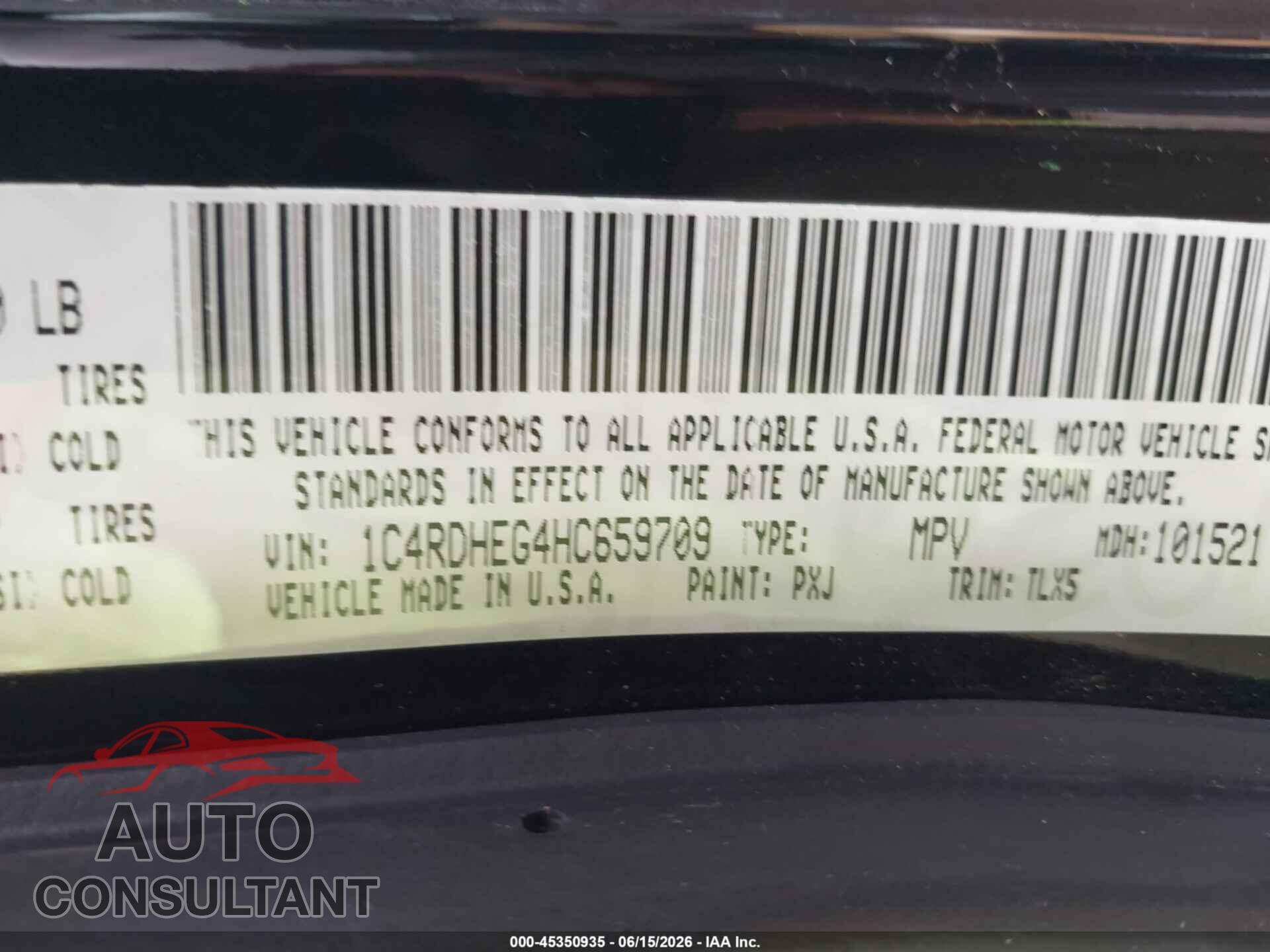 DODGE DURANGO 2017 - 1C4RDHEG4HC659709