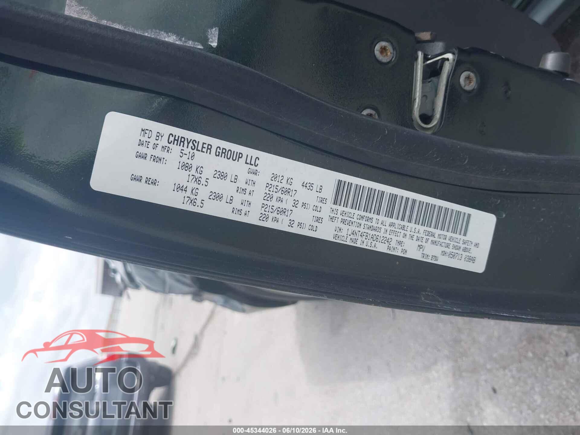 JEEP COMPASS 2010 - 1J4NT4FB1AD612242