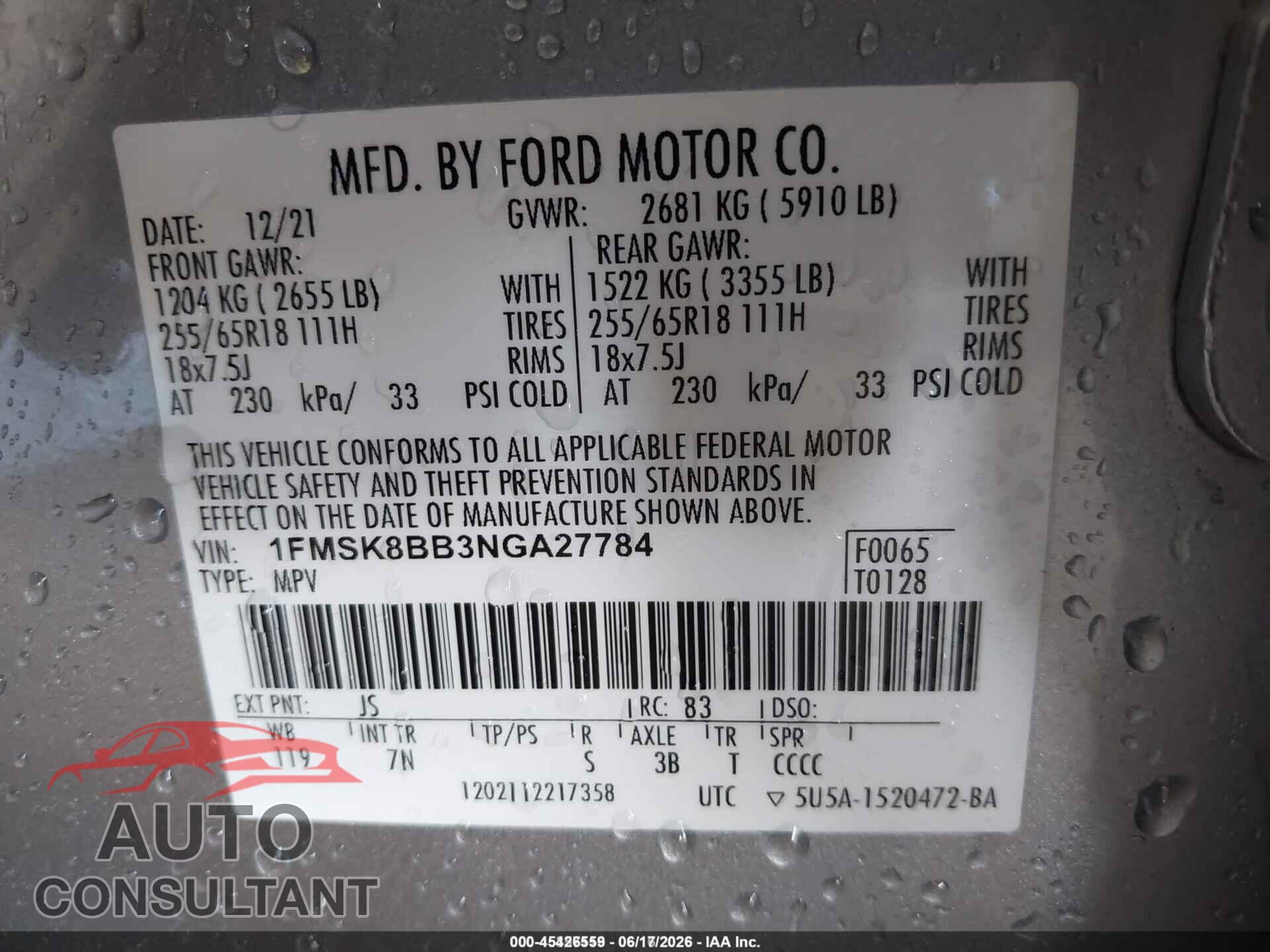FORD EXPLORER 2022 - 1FMSK8BB3NGA27784