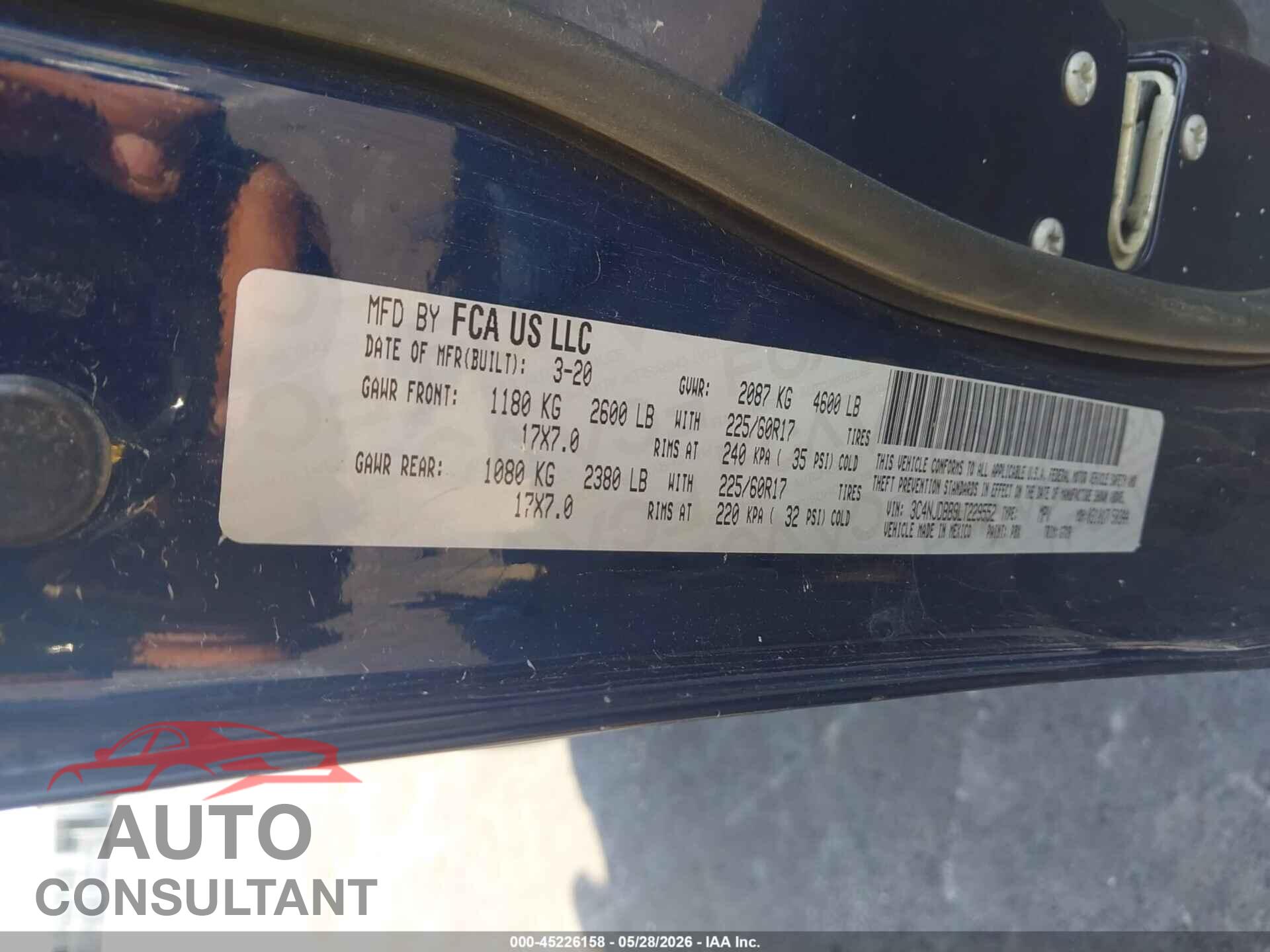 JEEP COMPASS 2020 - 3C4NJDBB9LT229552