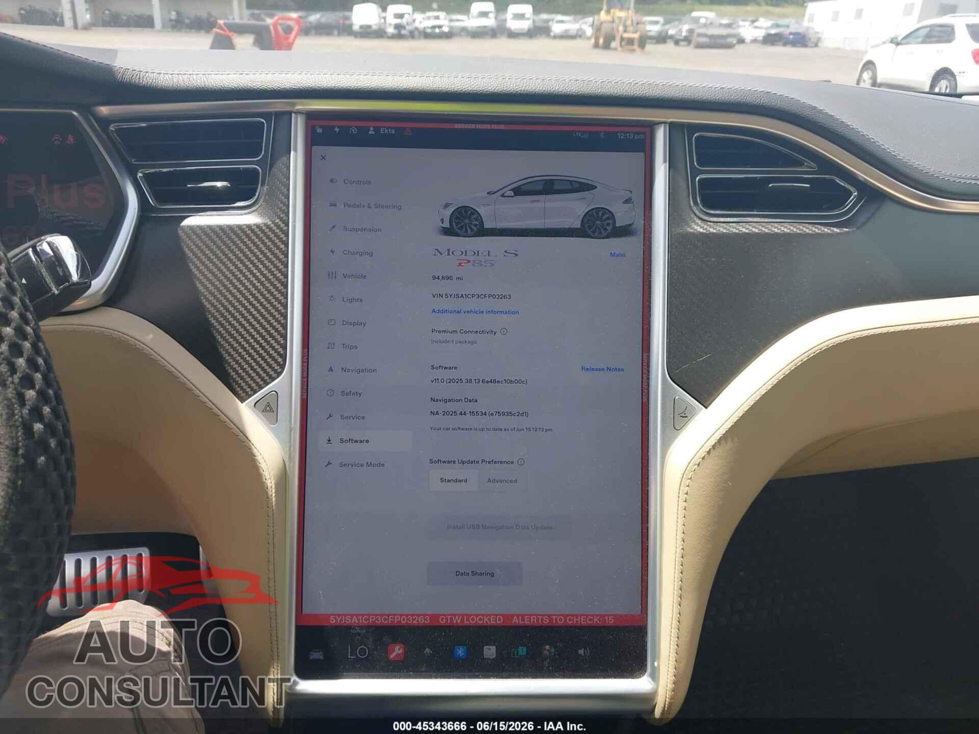 TESLA MODEL S 2012 - 5YJSA1CP3CFP03263