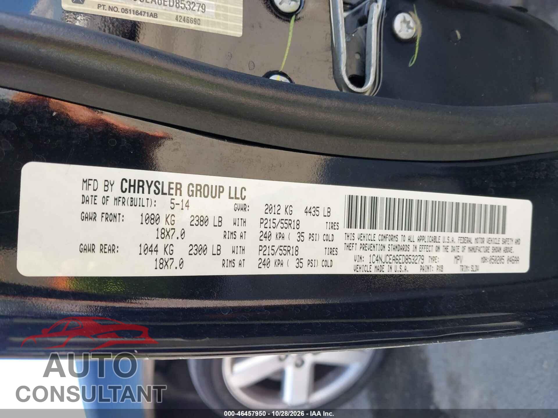 JEEP COMPASS 2014 - 1C4NJCEA6ED853279