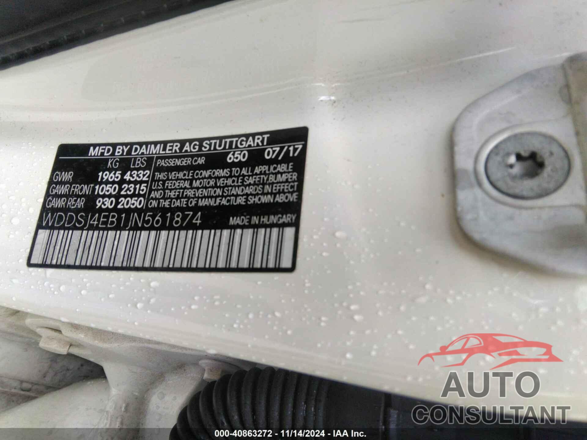 MERCEDES-BENZ CLA 250 2018 - WDDSJ4EB1JN561874