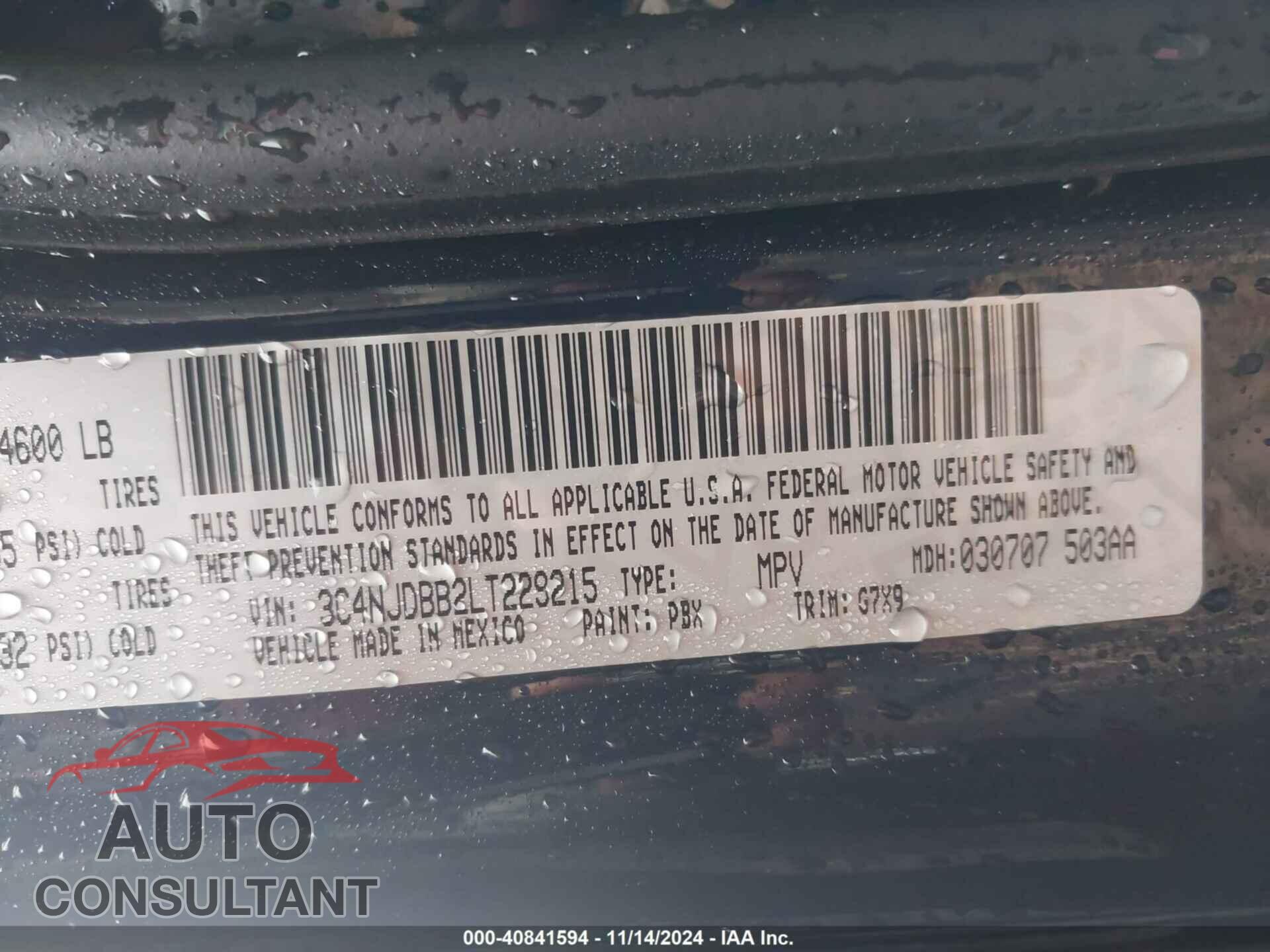 JEEP COMPASS 2020 - 3C4NJDBB2LT229215