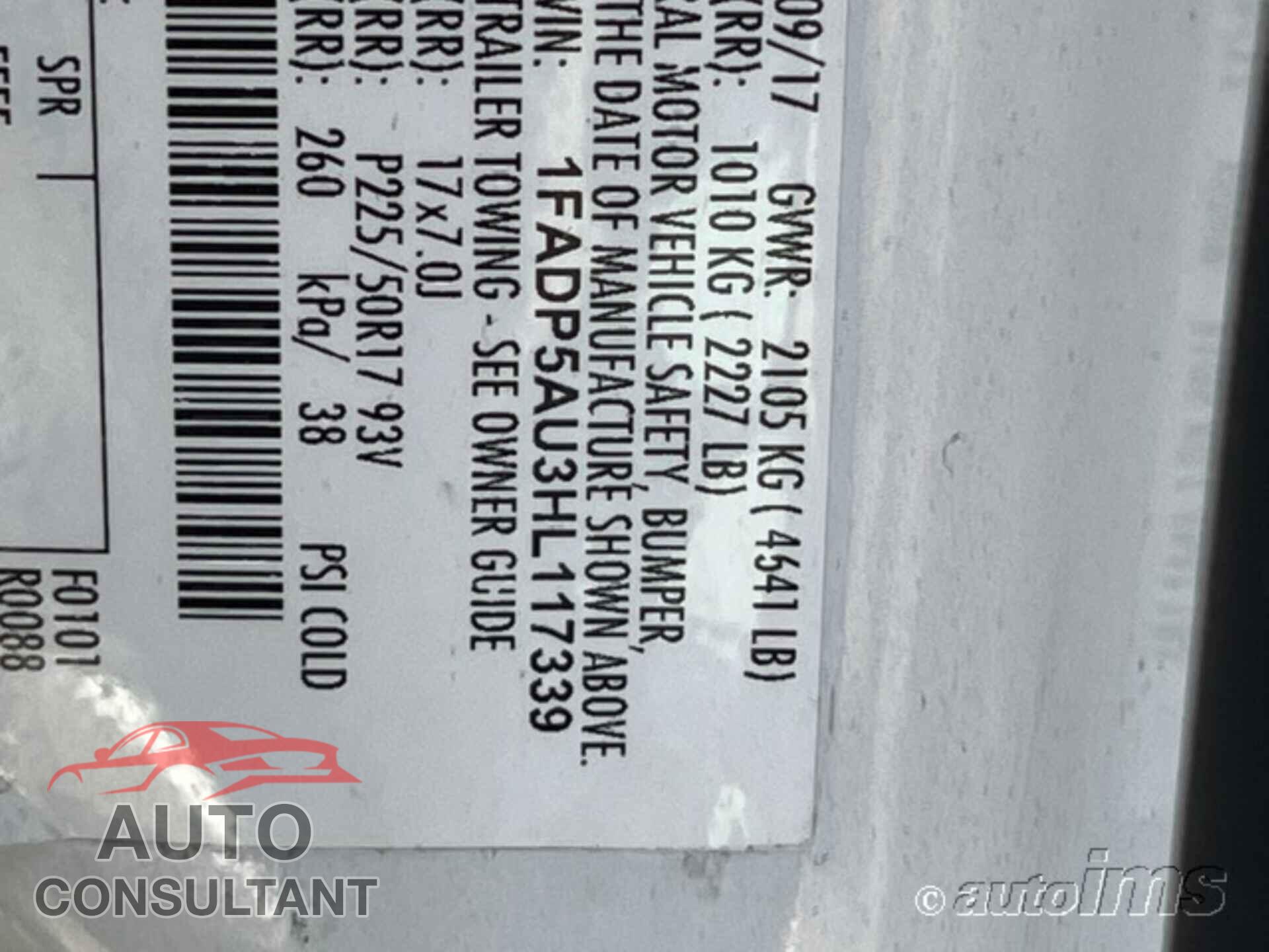 FORD C-MAX 2017 - 1FADP5AU3HL117339