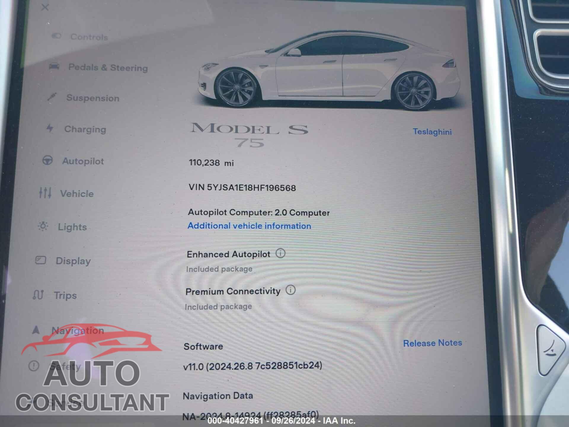 TESLA MODEL S 2017 - 5YJSA1E18HF196568