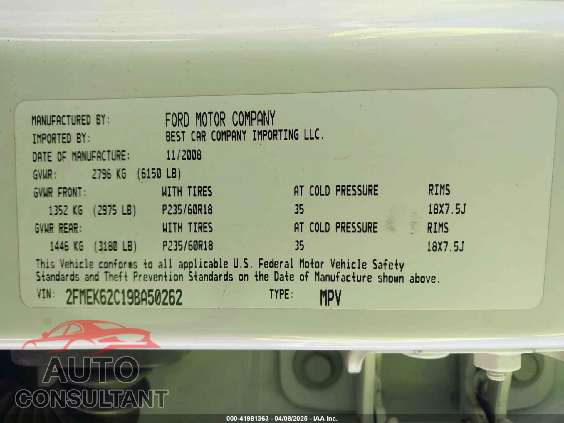 FORD FLEX 2009 - 2FMEK62C19BA50262