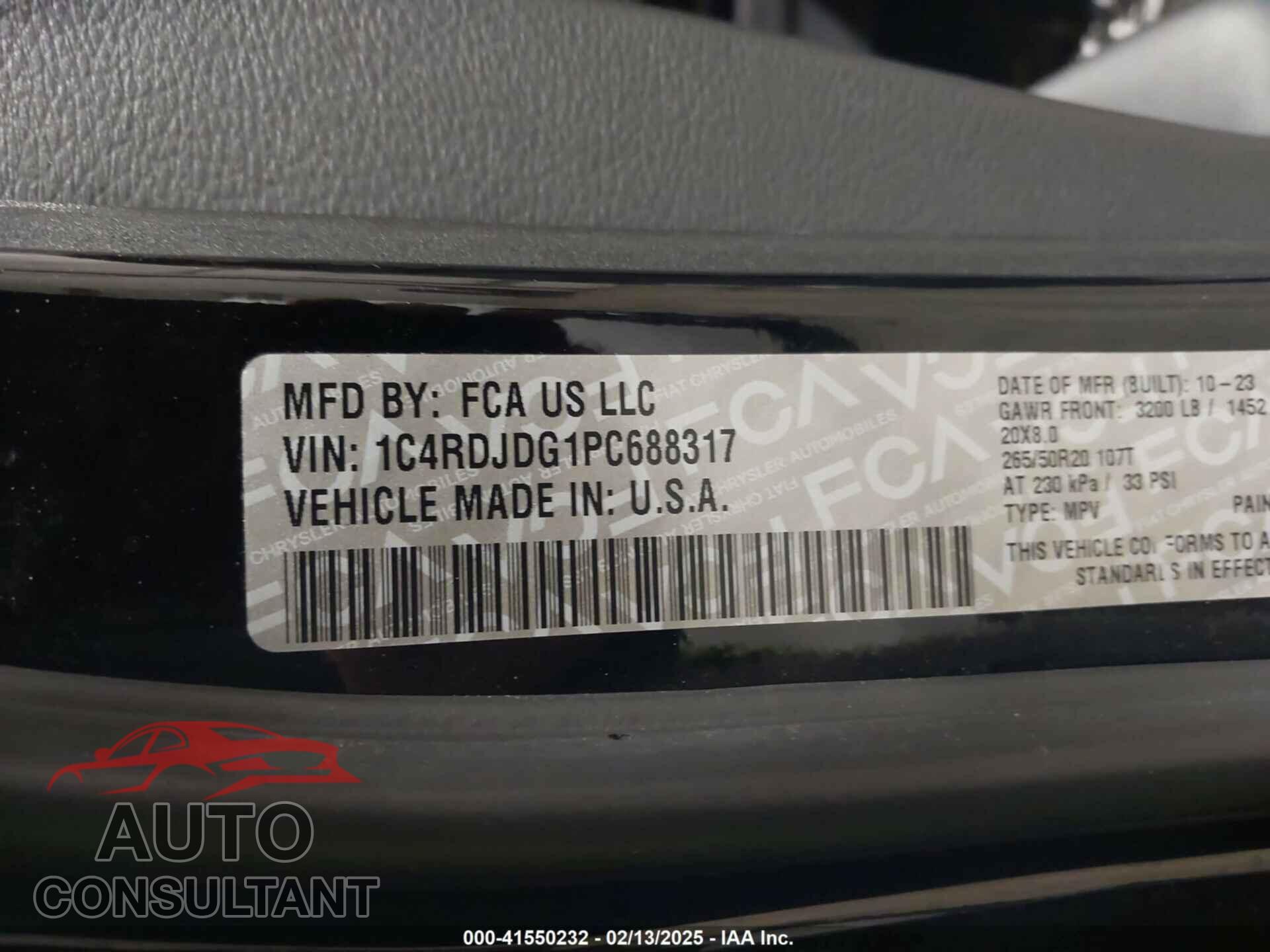 DODGE DURANGO 2023 - 1C4RDJDG1PC688317