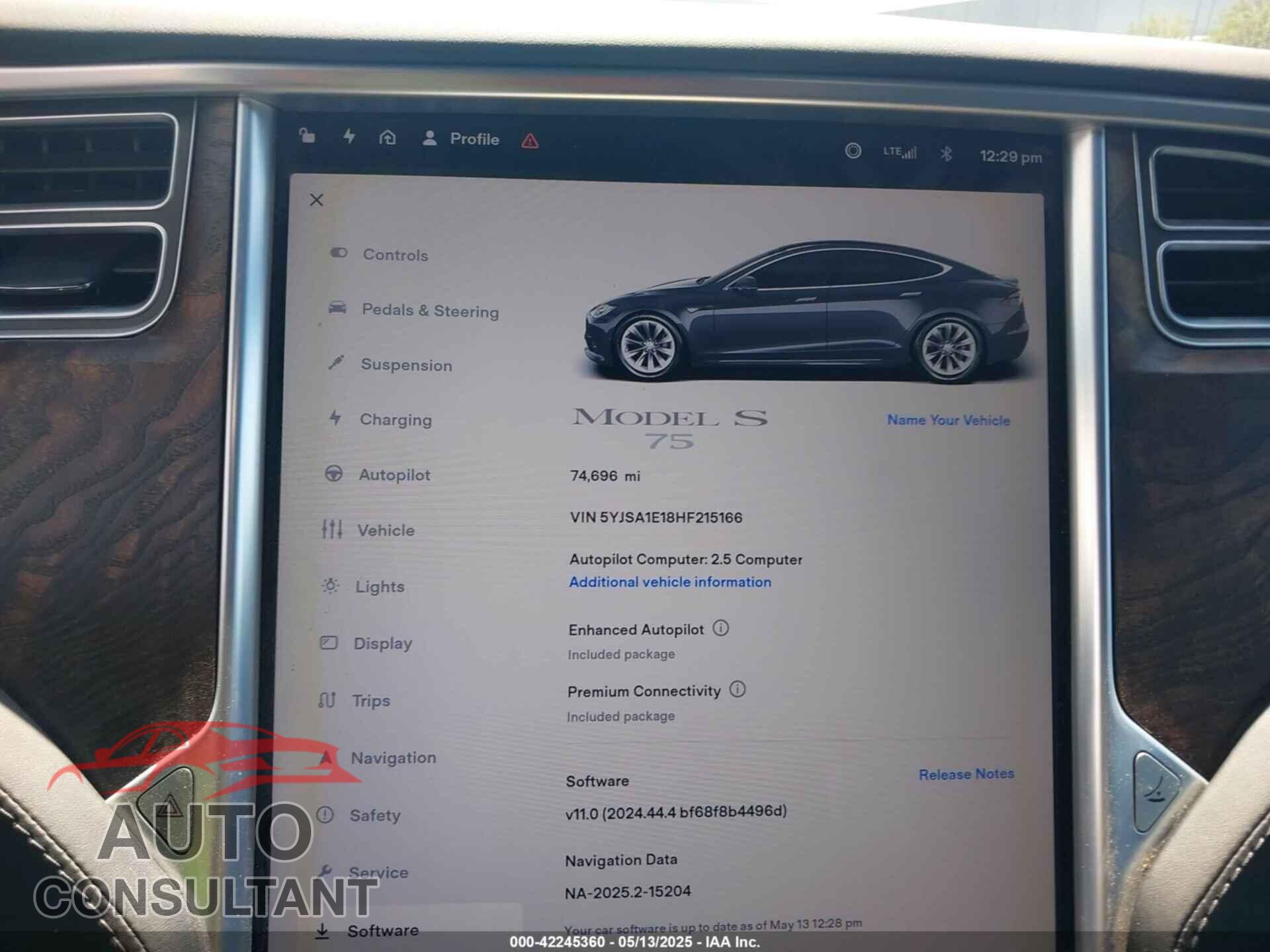 TESLA MODEL S 2017 - 5YJSA1E18HF215166