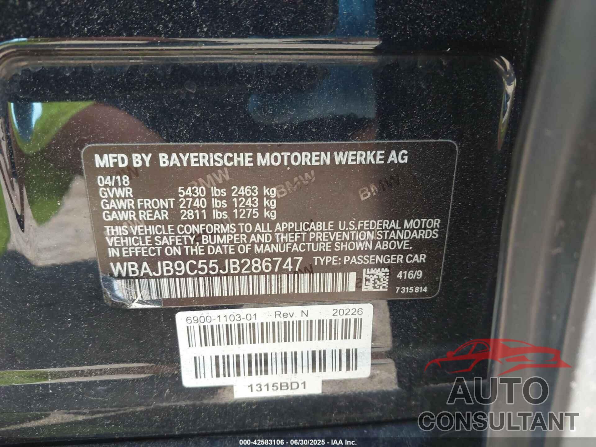 BMW M550I 2018 - WBAJB9C55JB286747