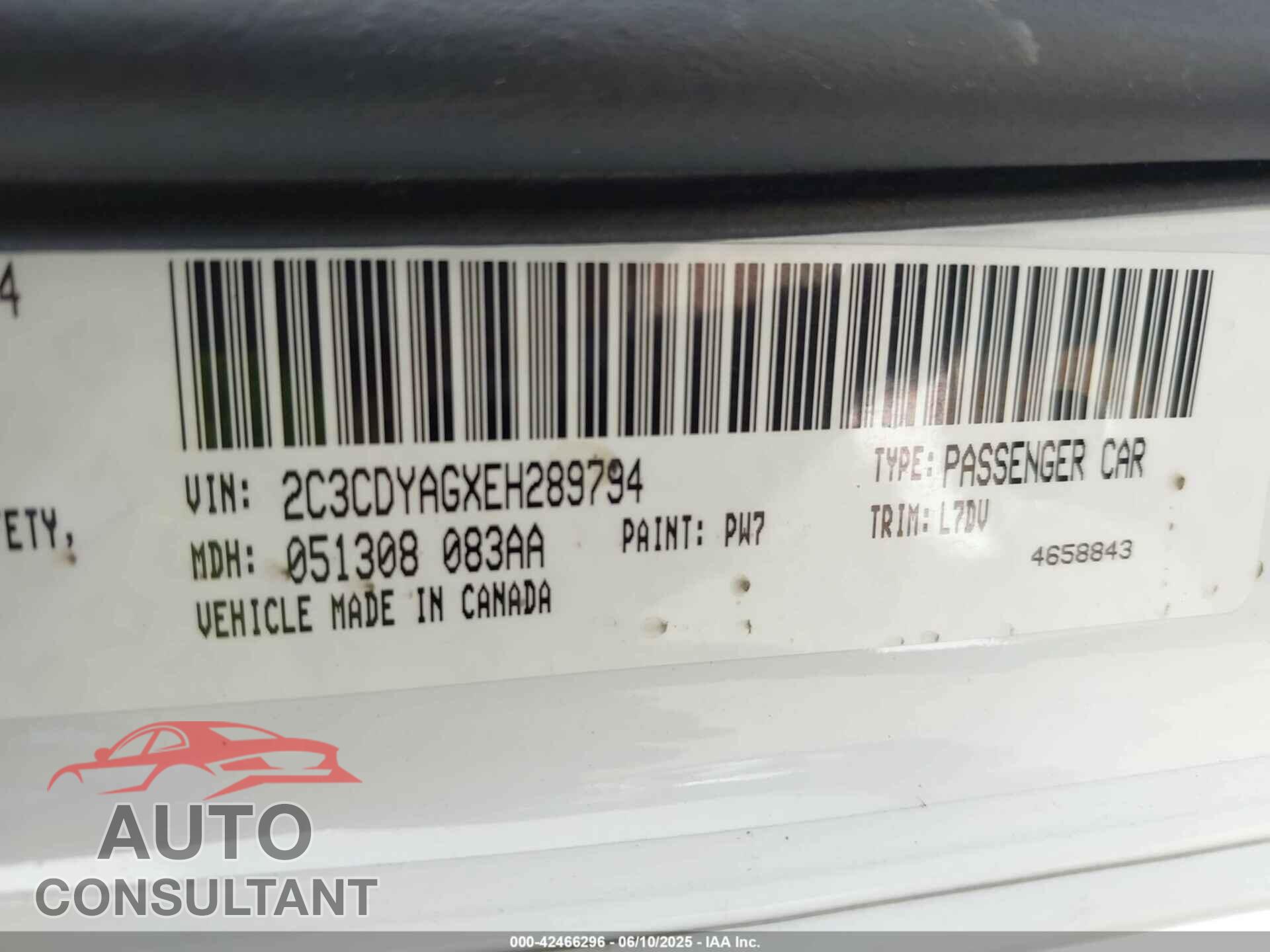 DODGE CHALLENGER 2014 - 2C3CDYAGXEH289794