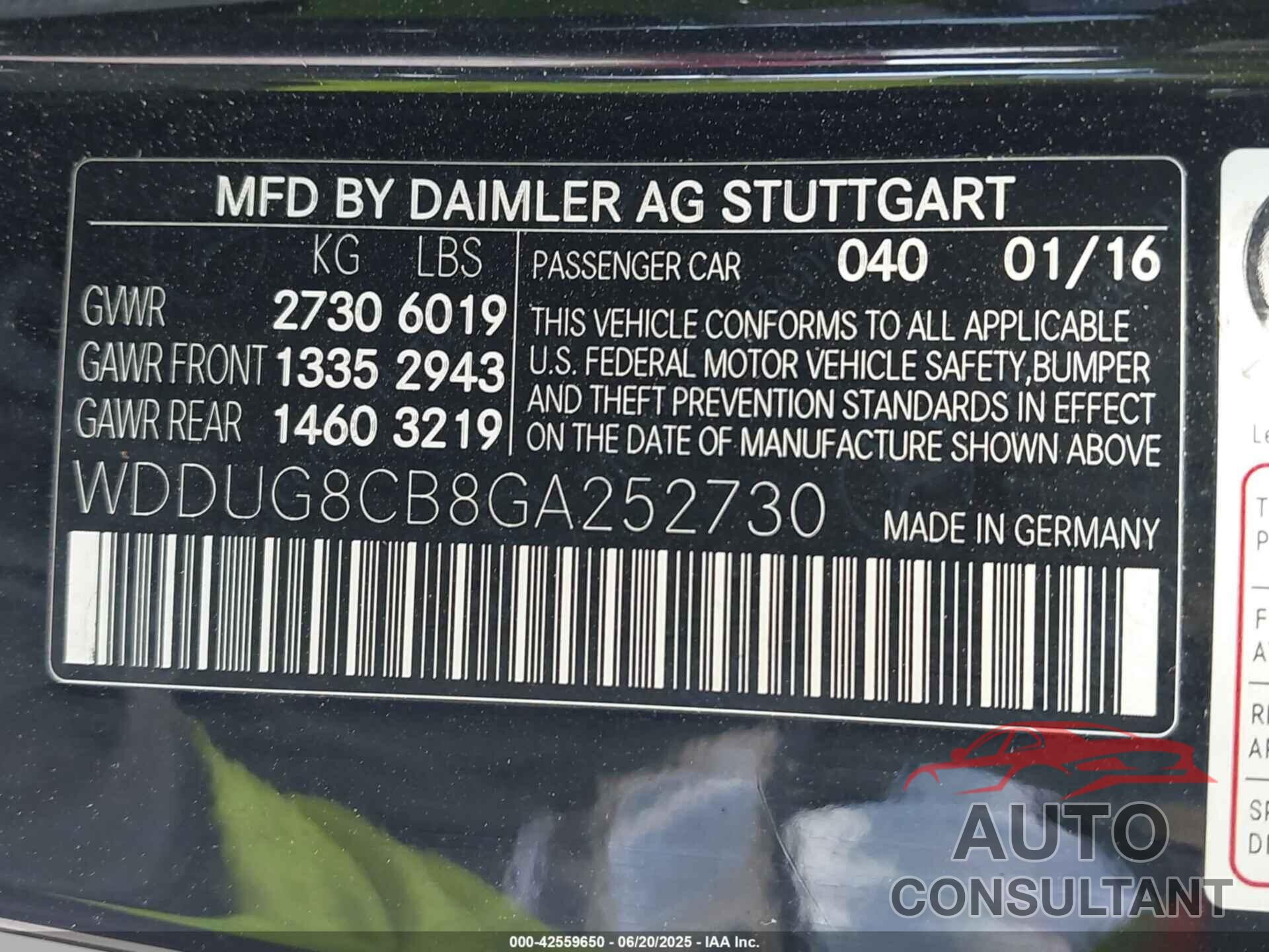 MERCEDES-BENZ S 550 2016 - WDDUG8CB8GA252730