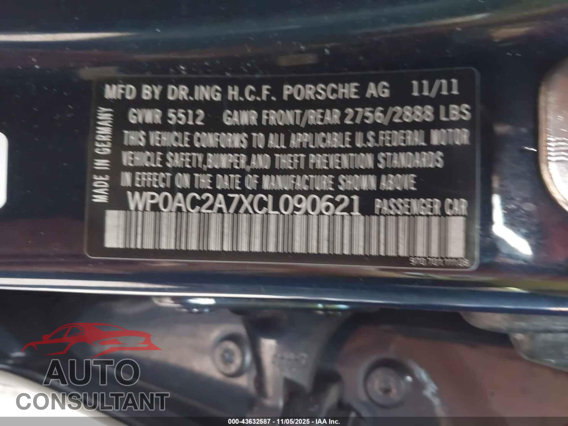 PORSCHE PANAMERA 2012 - WP0AC2A7XCL090621