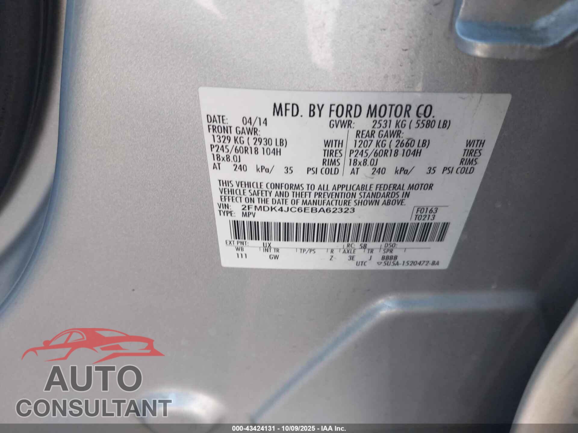 FORD EDGE 2014 - 2FMDK4JC6EBA62323